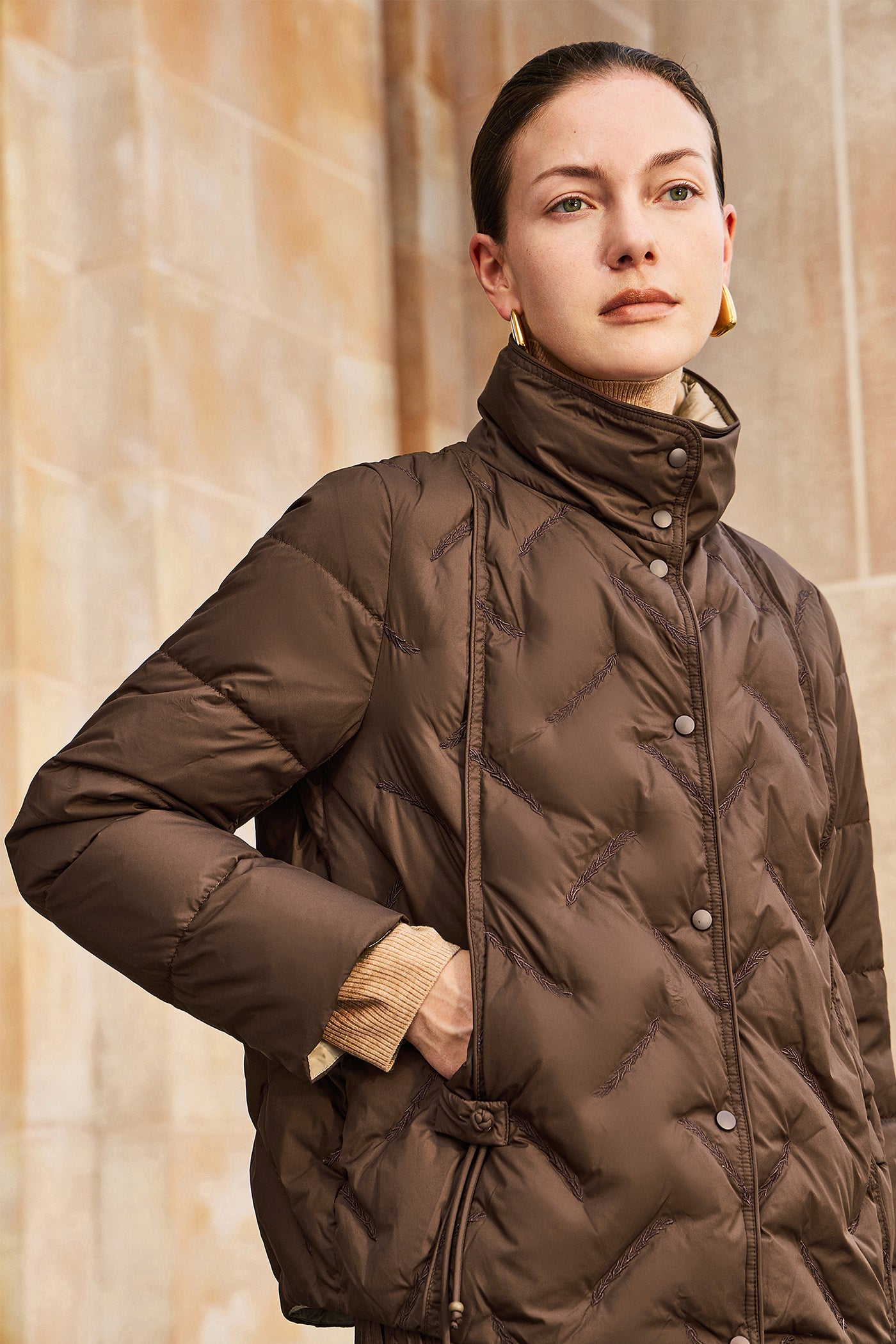 KAMILAN Women's Short Embroidered Down Jacket – 2025 Winter Warm White Duck Down Coat