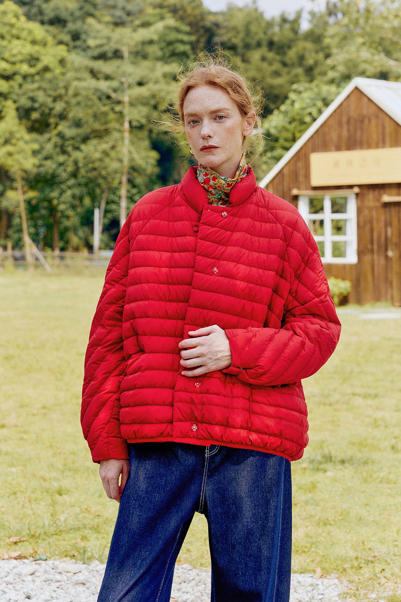 KAMILAN Women's Short Red Down Jacket – 2025 Winter New Warm Puffer Coat