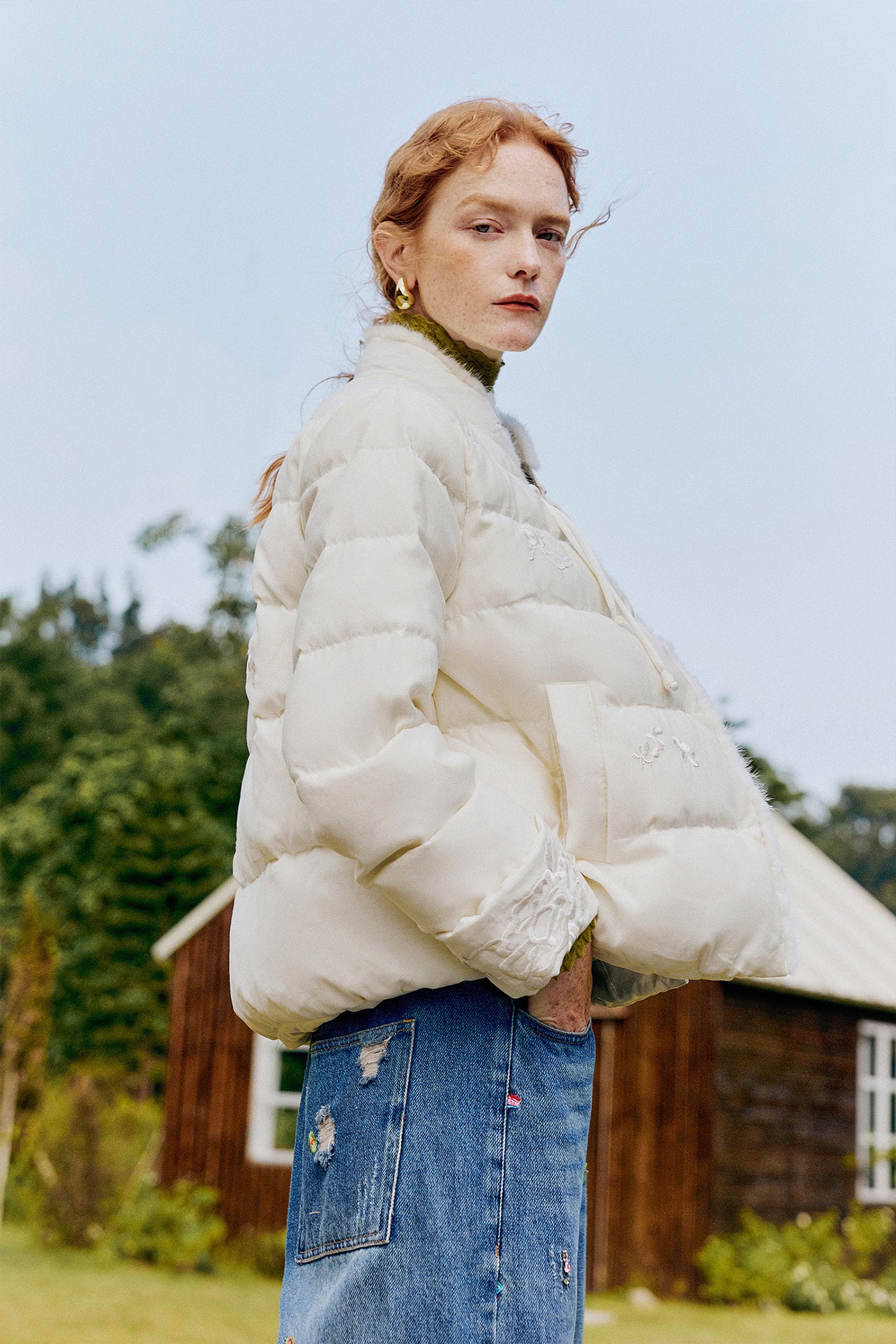 KAMILAN Women's New Chinese Style Short Down Jacket – 2025 Winter Collection, Mink Fur Spliced Puffer Coat