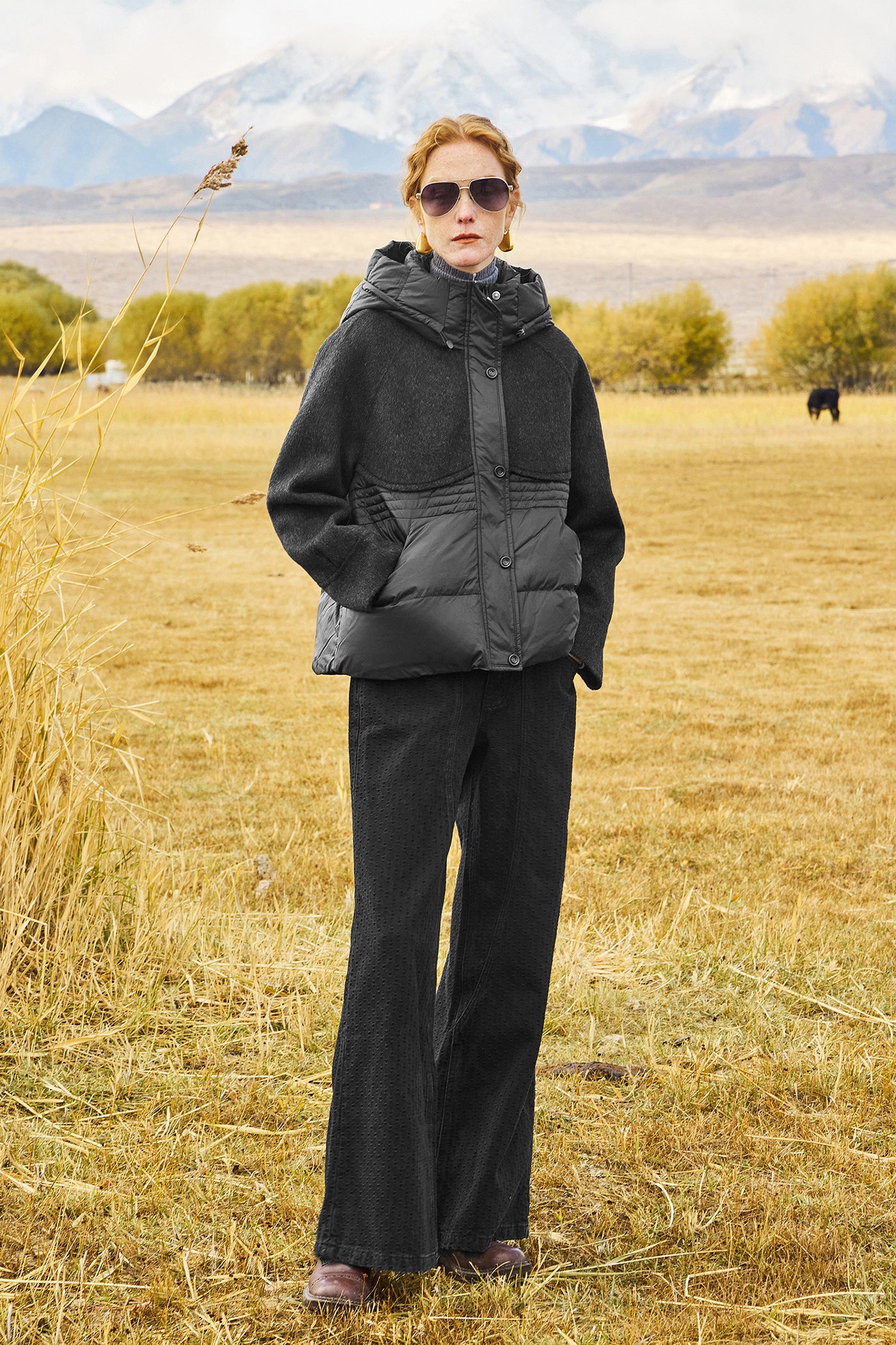 KAMILAN Women's Short Hooded Down Jacket – 2025 Winter New Wool Splice White Duck Down Puffer Coat