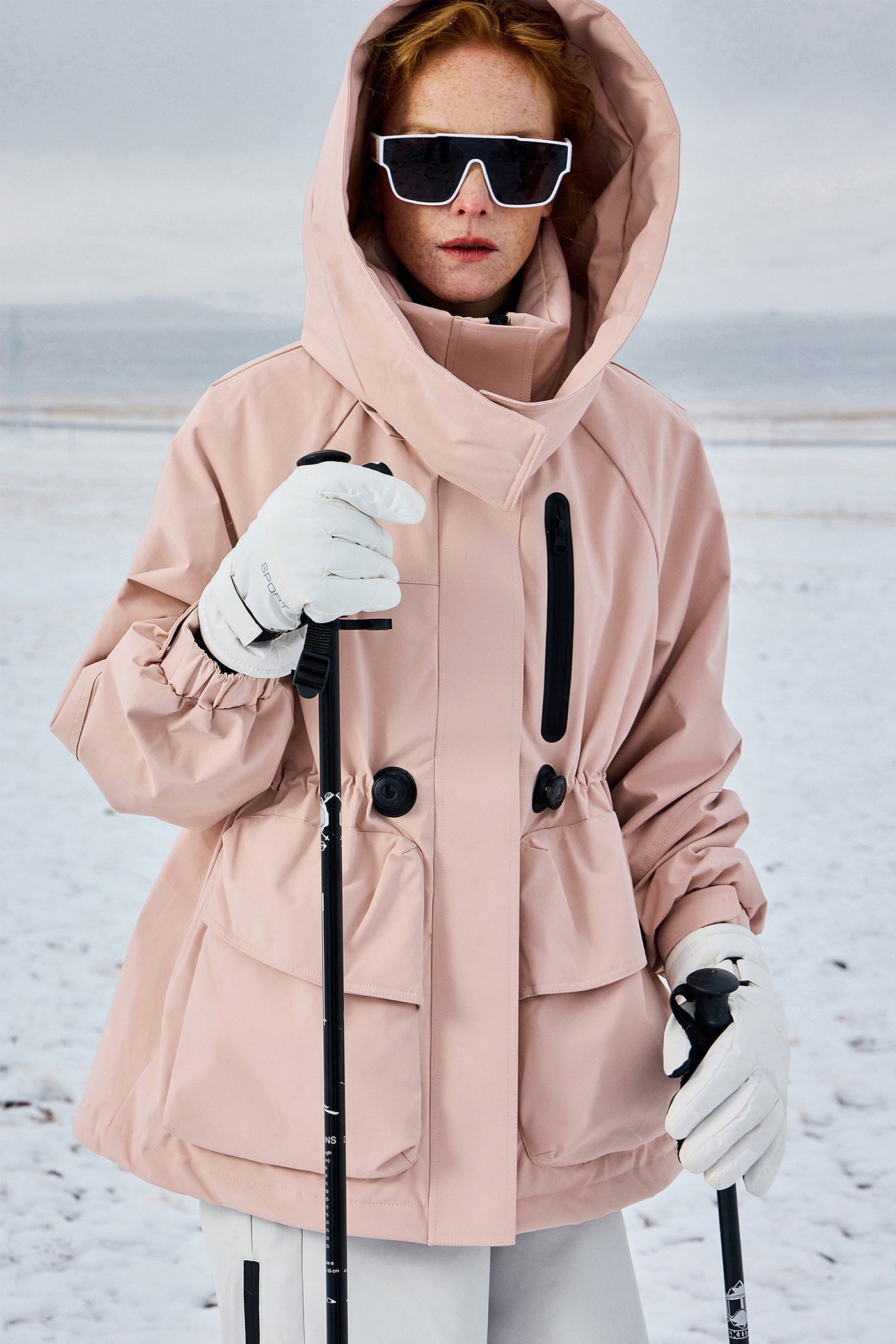 KAMILAN Women's Outdoor Hiking Down Coat – 2025 Winter New Waist-Cinched White Duck Down Hooded Jacket