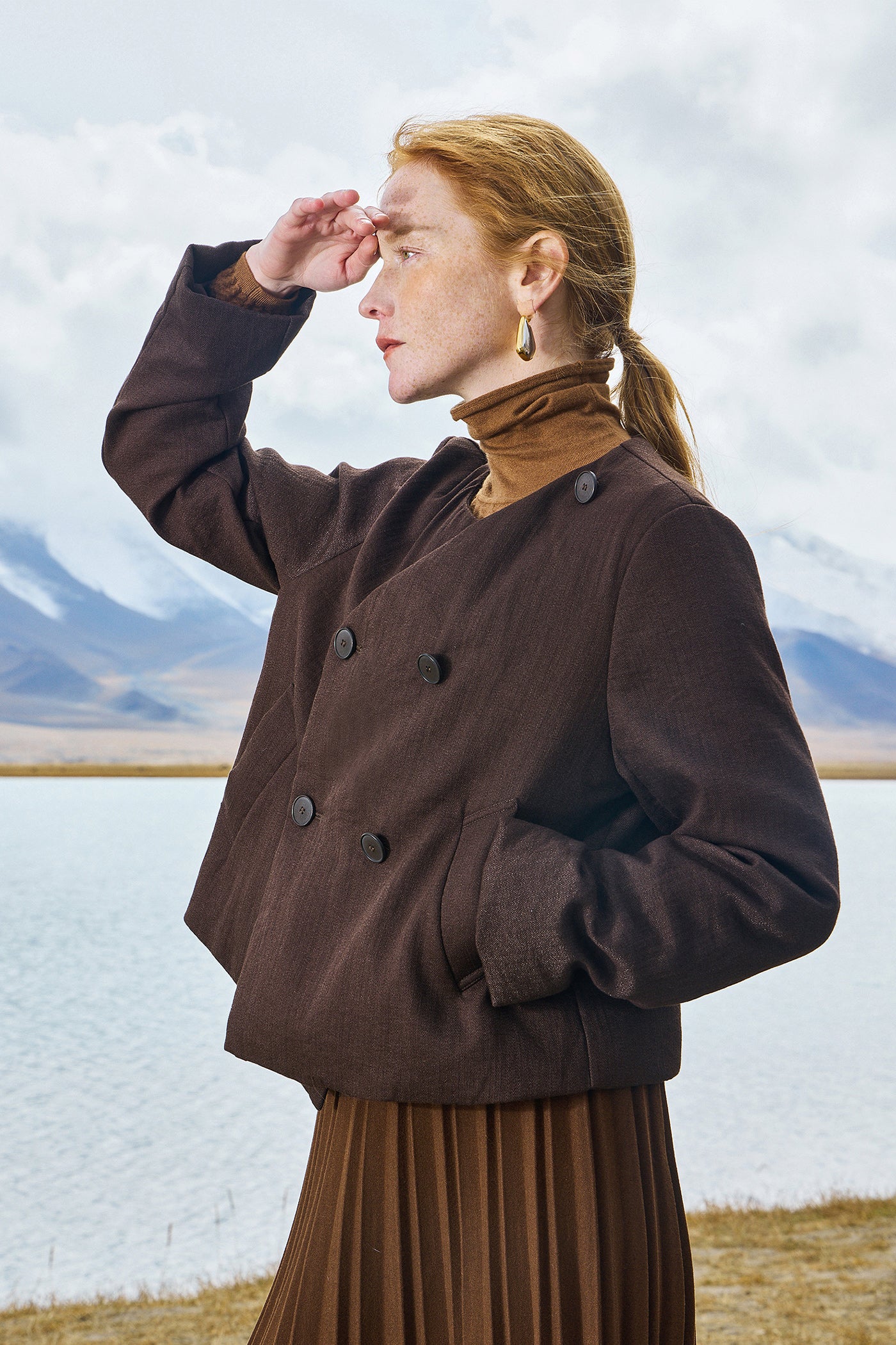 KAMILAN Short Design Scarf Collar Down Jacket