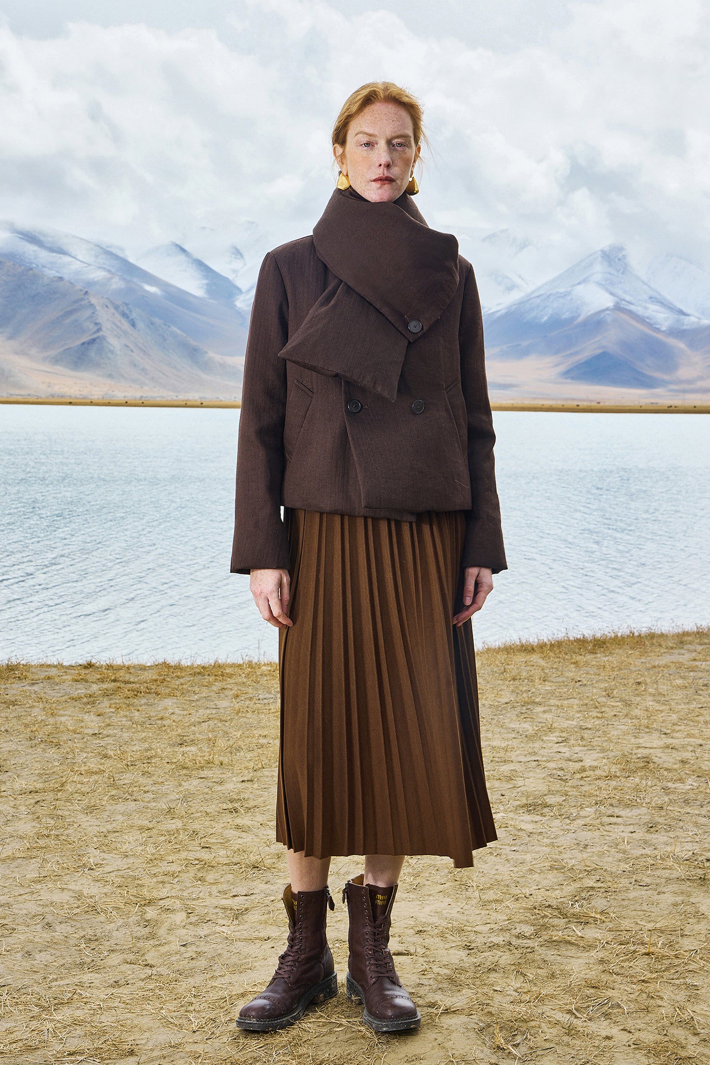 KAMILAN Short Design Scarf Collar Down Jacket