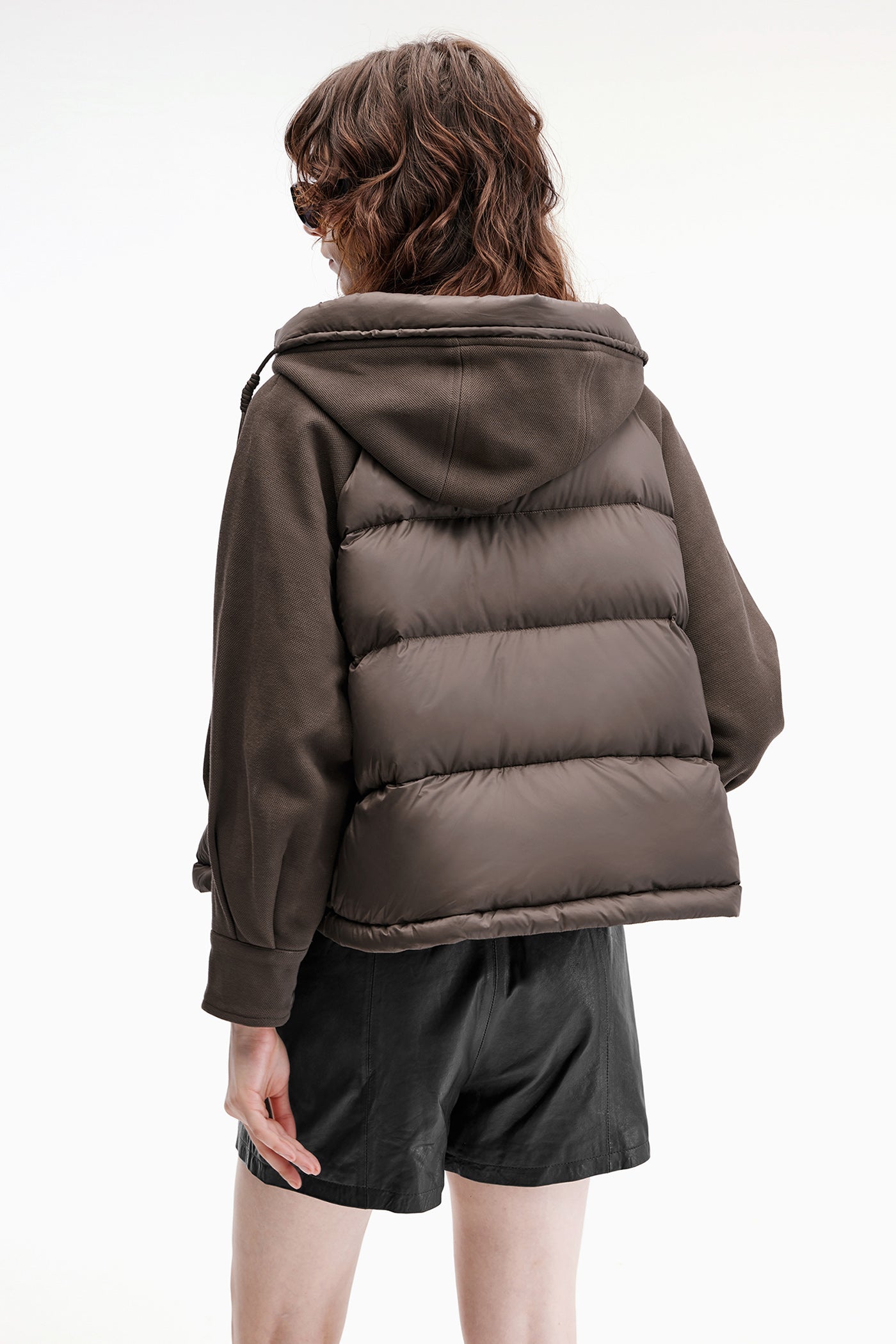 KAMILAN Women's Short Lightweight Down Jacket – 2025 Winter New Hooded White Duck Down Coat with Knit Patchwork