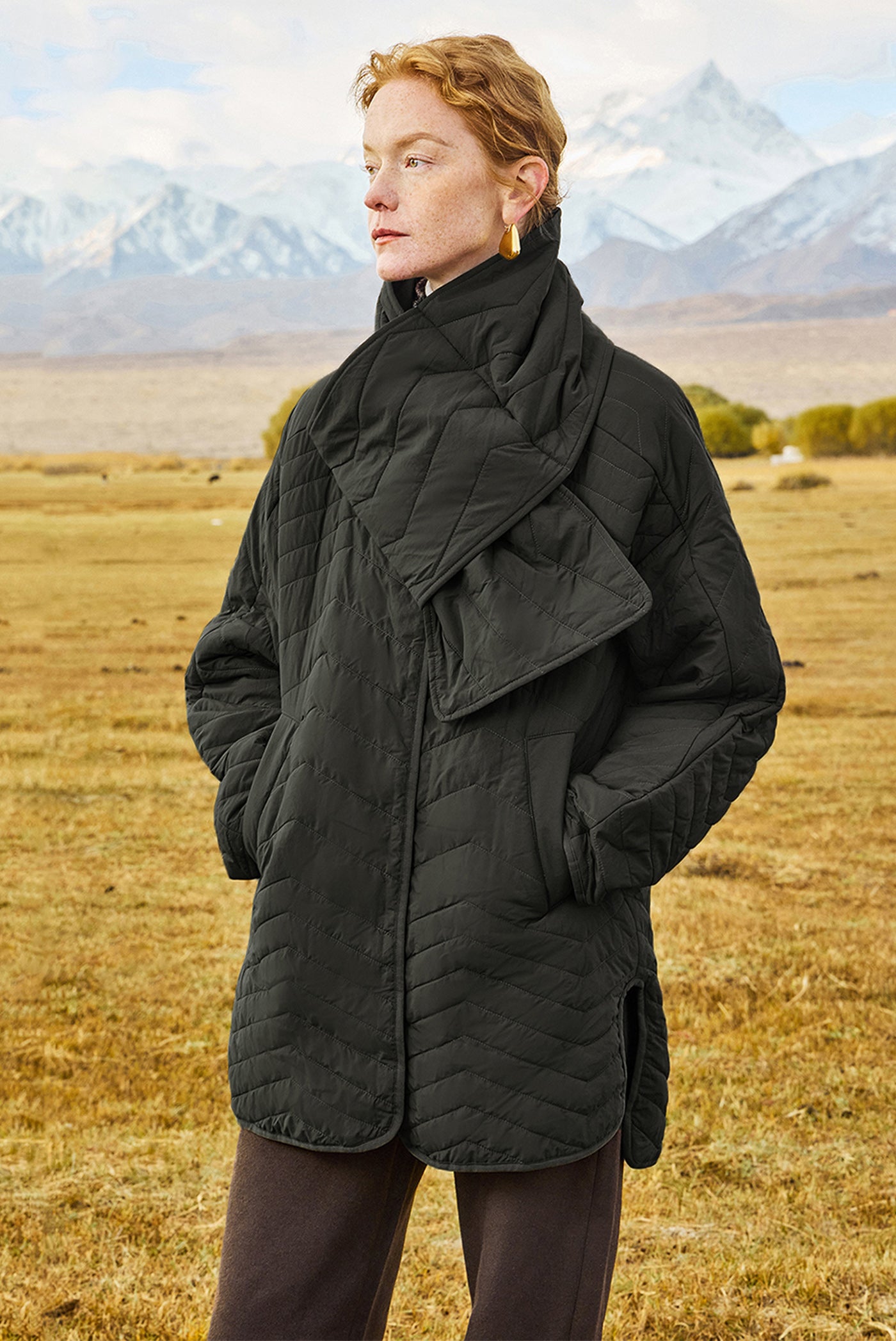 KAMILAN Women's Lightweight Padded Coat – 2025 Winter New Fashionable Cotton Jacket with Detachable Scarf Collar
