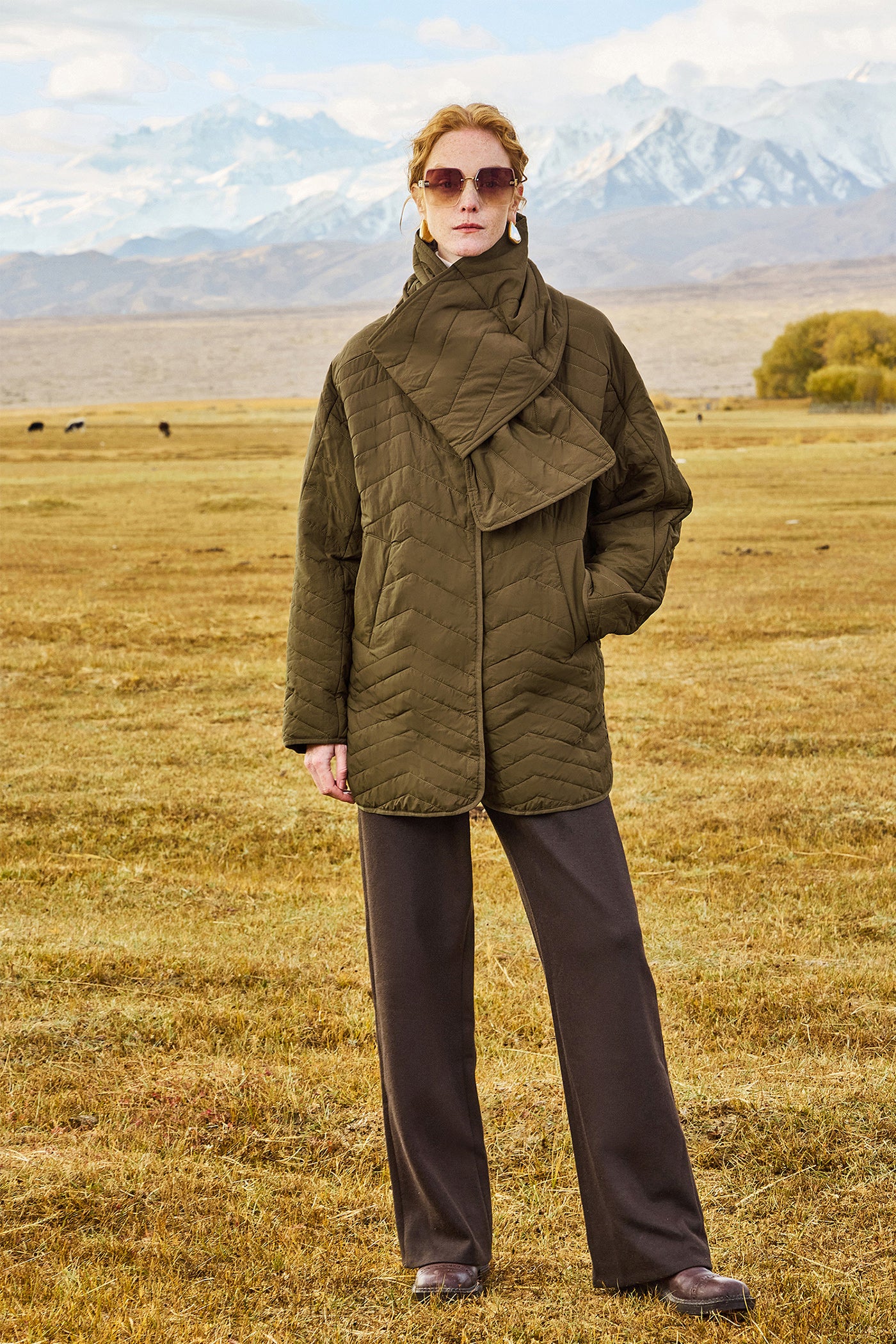 KAMILAN Women's Lightweight Padded Coat – 2025 Winter New Fashionable Cotton Jacket with Detachable Scarf Collar