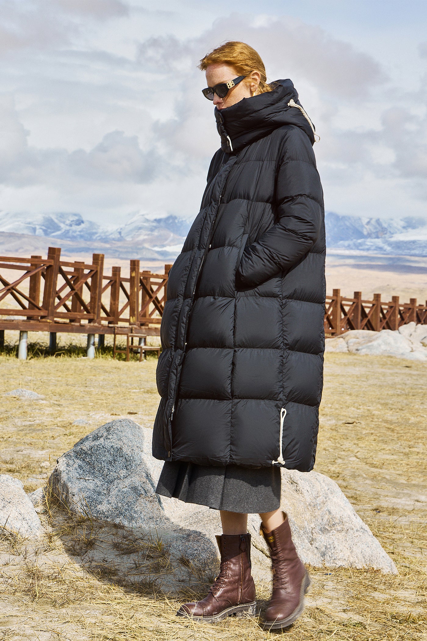 KAMILAN Women's White Goose Down Long Hooded Coat – 2025 Winter Collection, Knee-Length