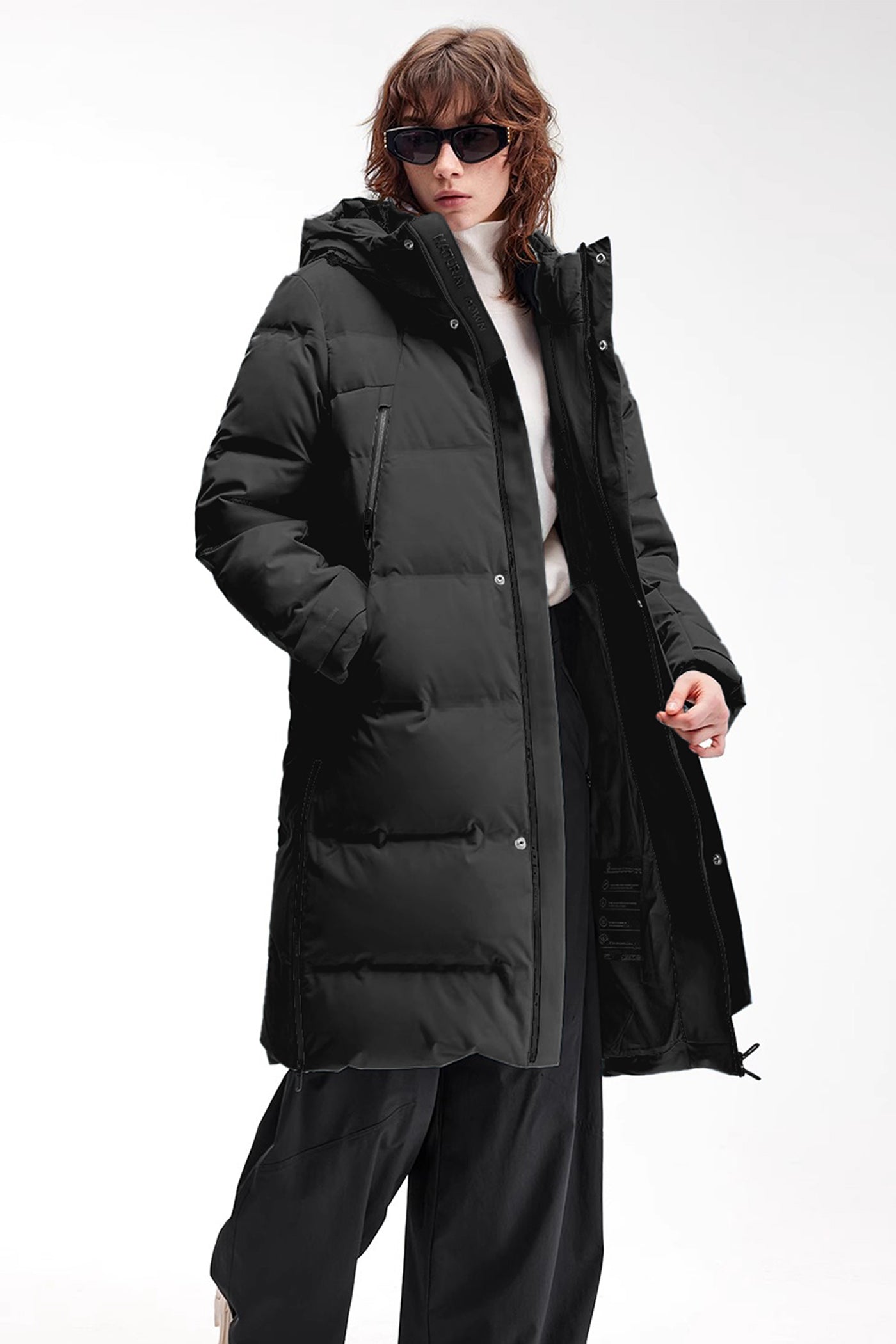 KAMILAN 2025 Winter New Mid‑Length White Goose Down Coat with Hood