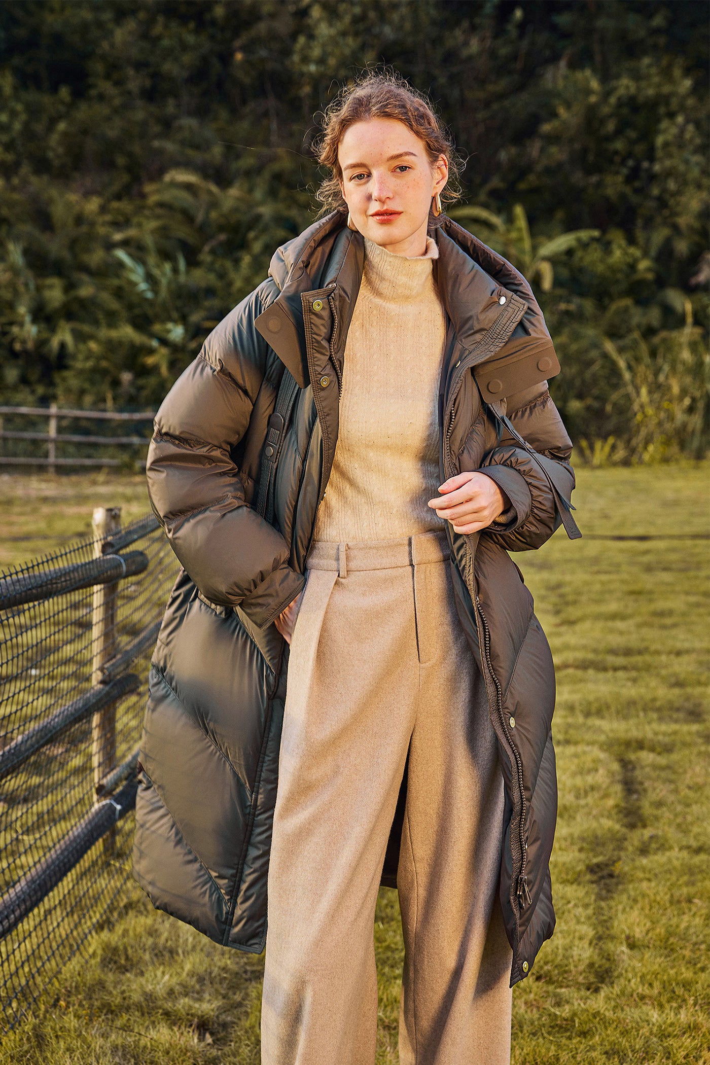 KAMILAN Women's Mid-Length Down Coat – 2025 Winter New White Duck Down Hooded Puffer Jacket