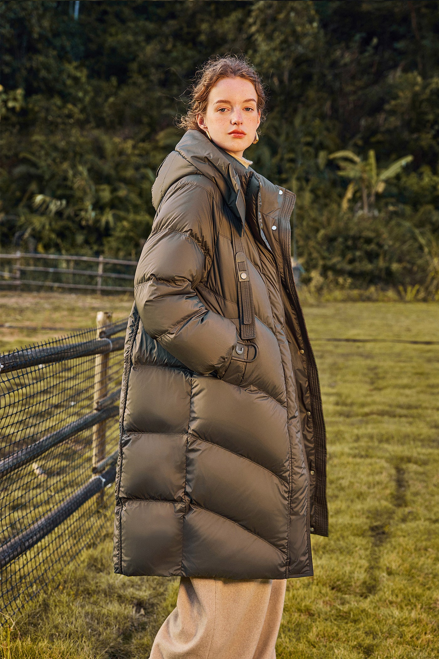 KAMILAN Women's Mid-Length Down Coat – 2025 Winter New White Duck Down Hooded Puffer Jacket