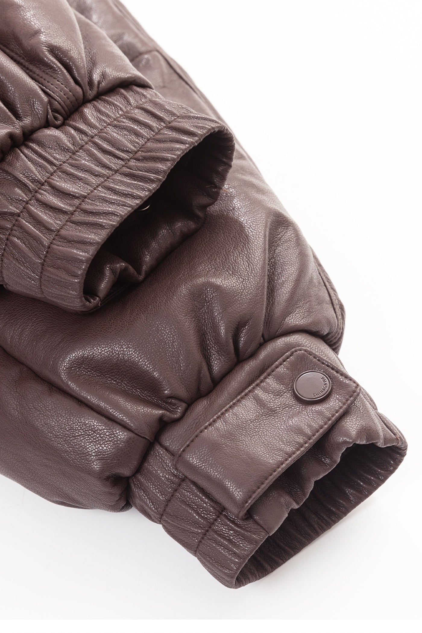 KAMILAN Women's Short PU Leather Down Jacket – 2025 Winter Collection, Stylish High Neck with White Duck Down Insulation