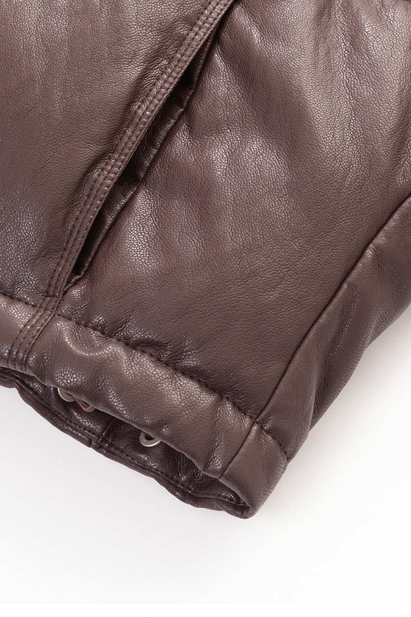 KAMILAN Women's Short PU Leather Down Jacket – 2025 Winter Collection, Stylish High Neck with White Duck Down Insulation