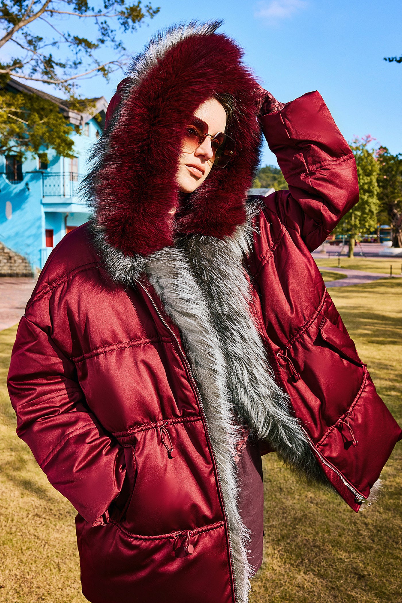 KAMILAN Luxury Hooded Mid-Length White Goose Down Coat — 2025 Winter New Arrival