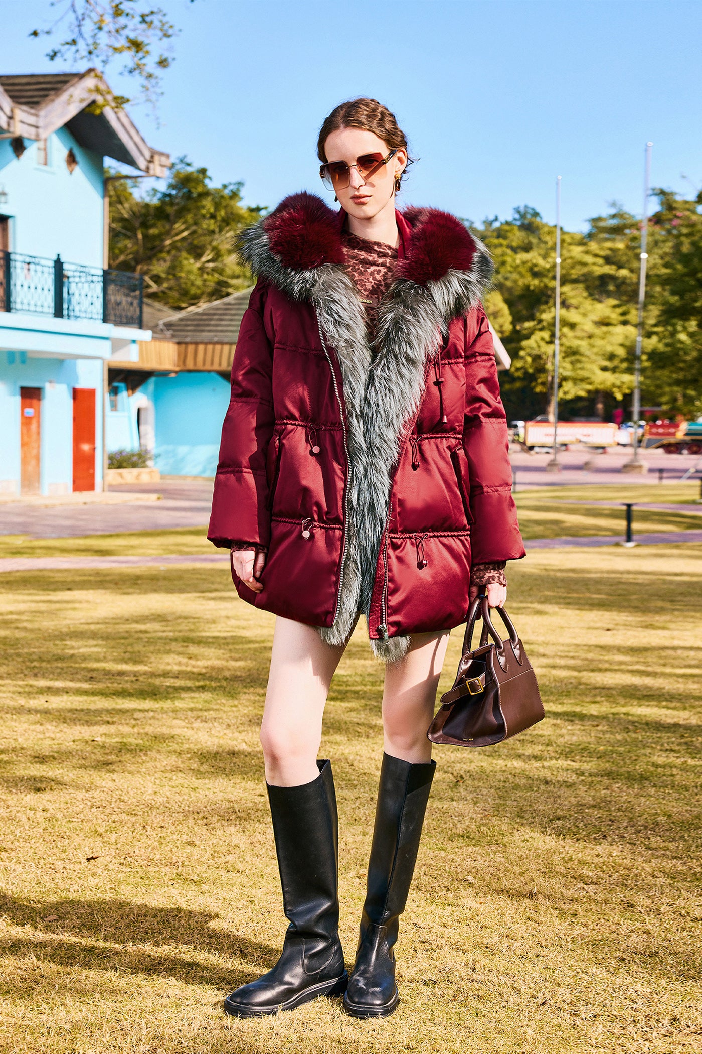 KAMILAN Luxury Hooded Mid-Length White Goose Down Coat — 2025 Winter New Arrival