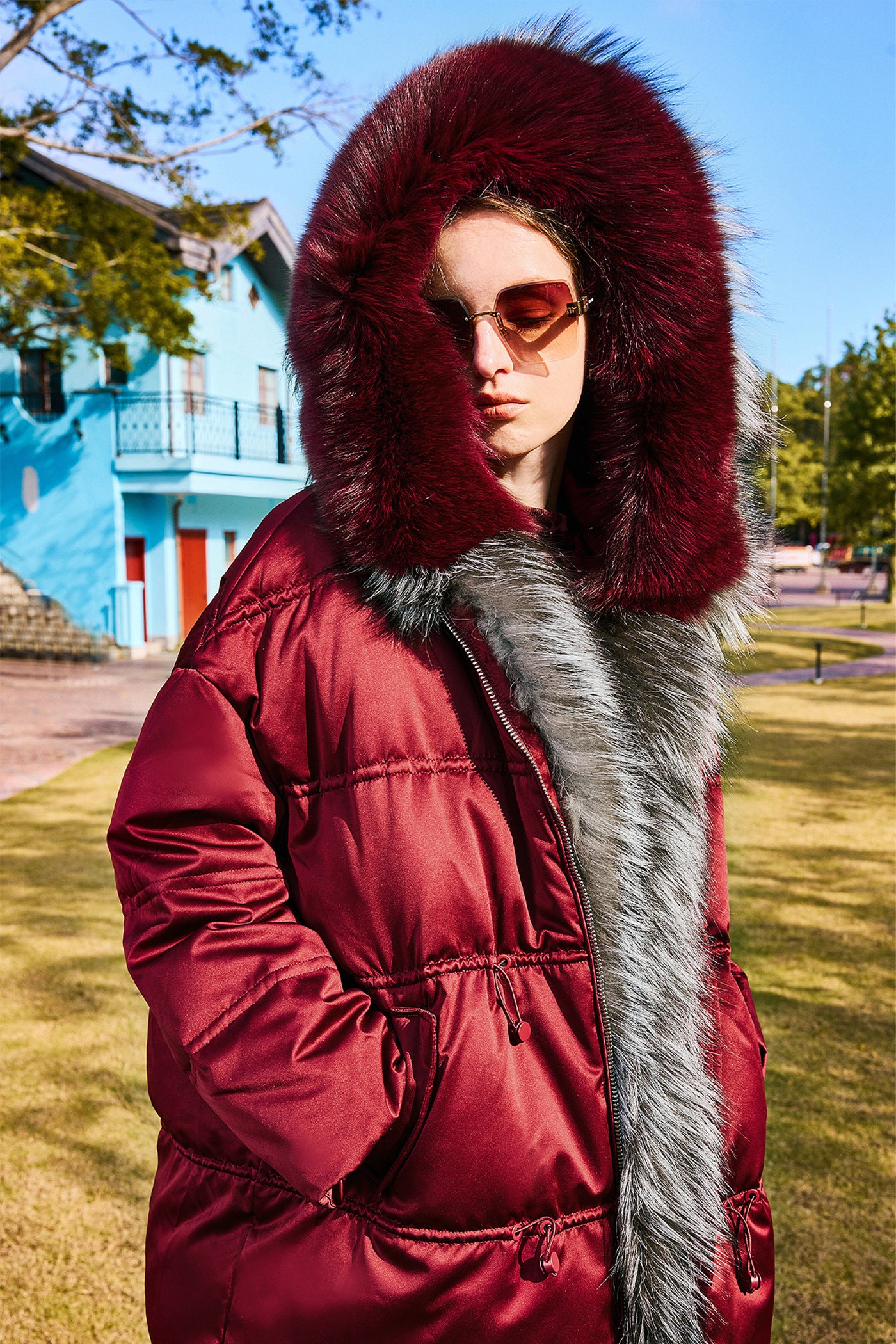KAMILAN Luxury Hooded Mid-Length White Goose Down Coat — 2025 Winter New Arrival