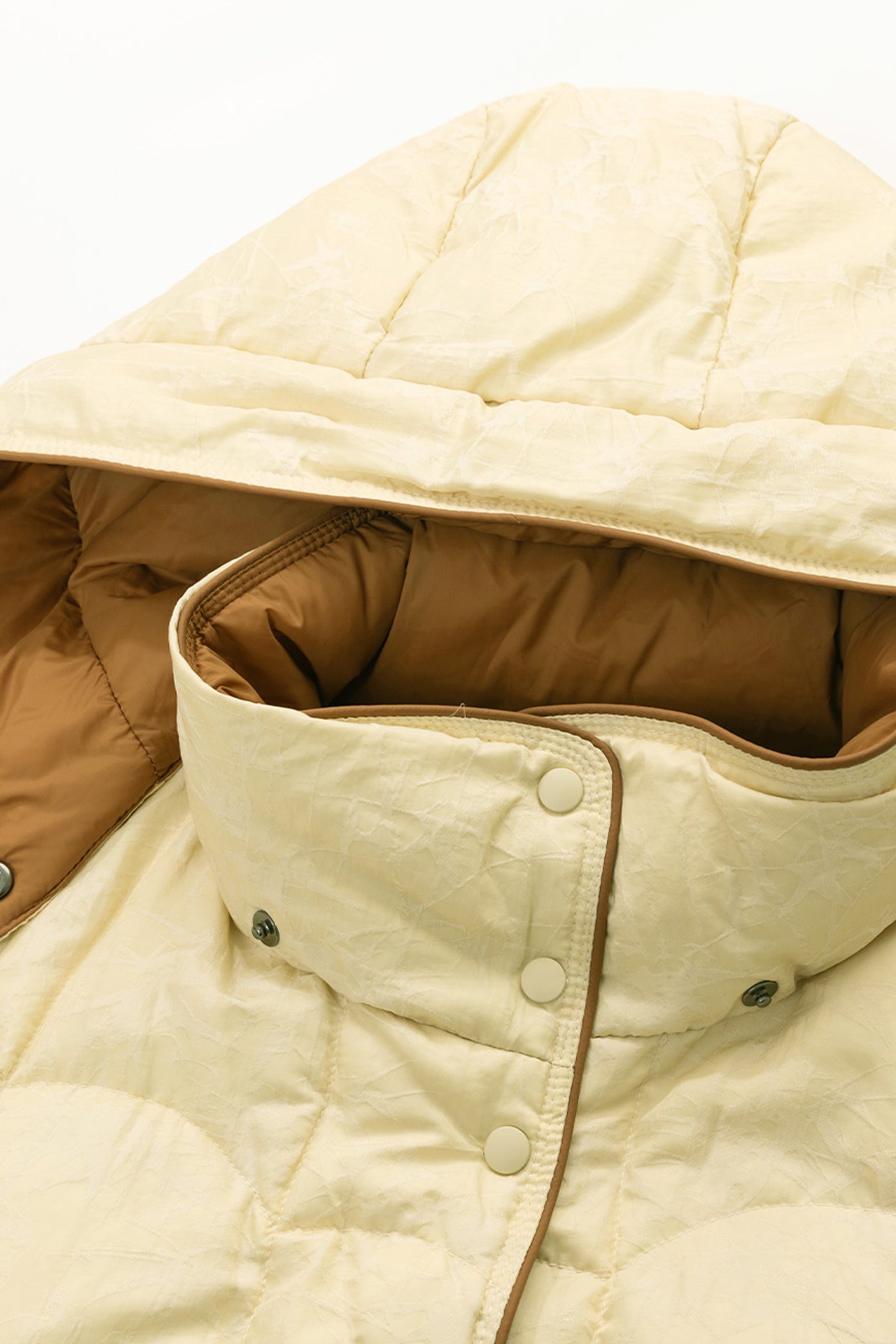 KAMILAN Women's White Goose Down Mid-Length Hooded Jacket – 2025 Winter Collection