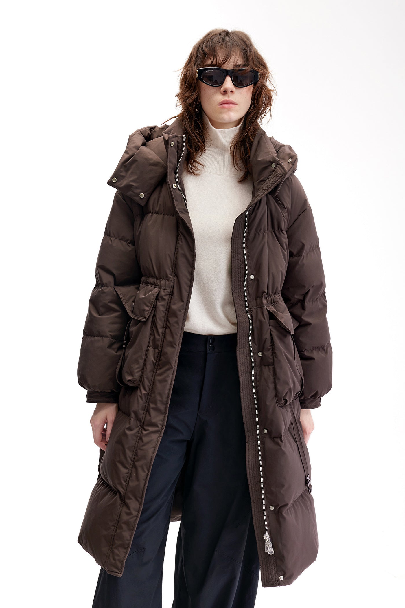 KAMILAN Women's Mid-Length Hooded Down Coat – 2025 Winter New White Duck Down Puffer Jacket, Warm Fashion Outerwear