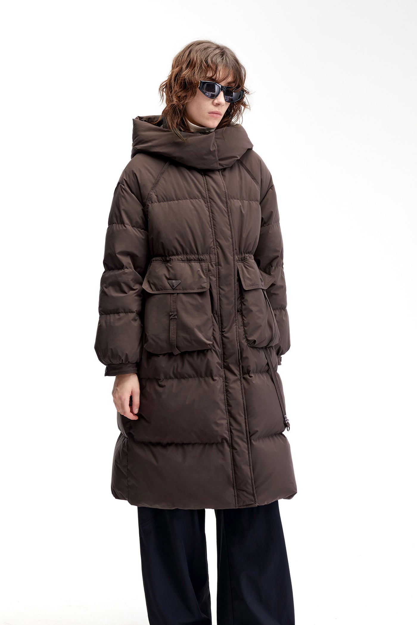 KAMILAN Women's Mid-Length Hooded Down Coat – 2025 Winter New White Duck Down Puffer Jacket, Warm Fashion Outerwear