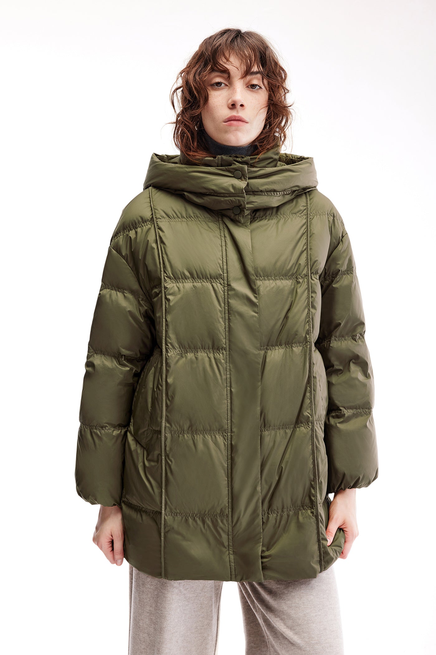 KAMILAN Women's 2025 Winter Hooded Down Jacket – Fashionable Warm White Duck Down Puffer Coat
