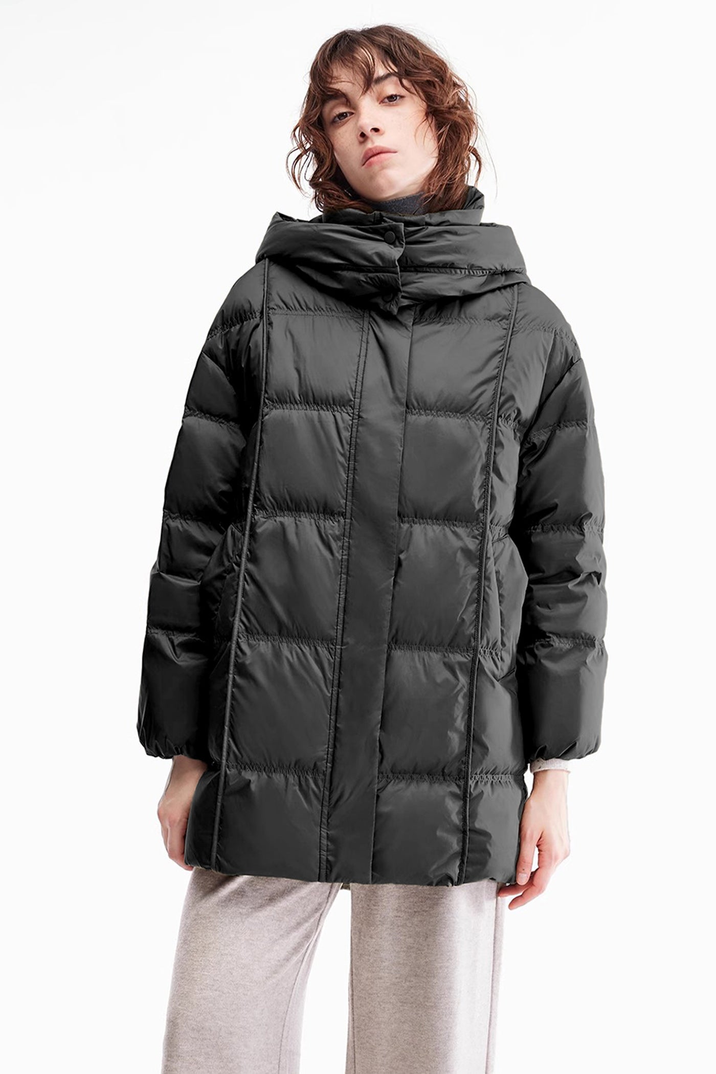 KAMILAN Women's 2025 Winter Hooded Down Jacket – Fashionable Warm White Duck Down Puffer Coat