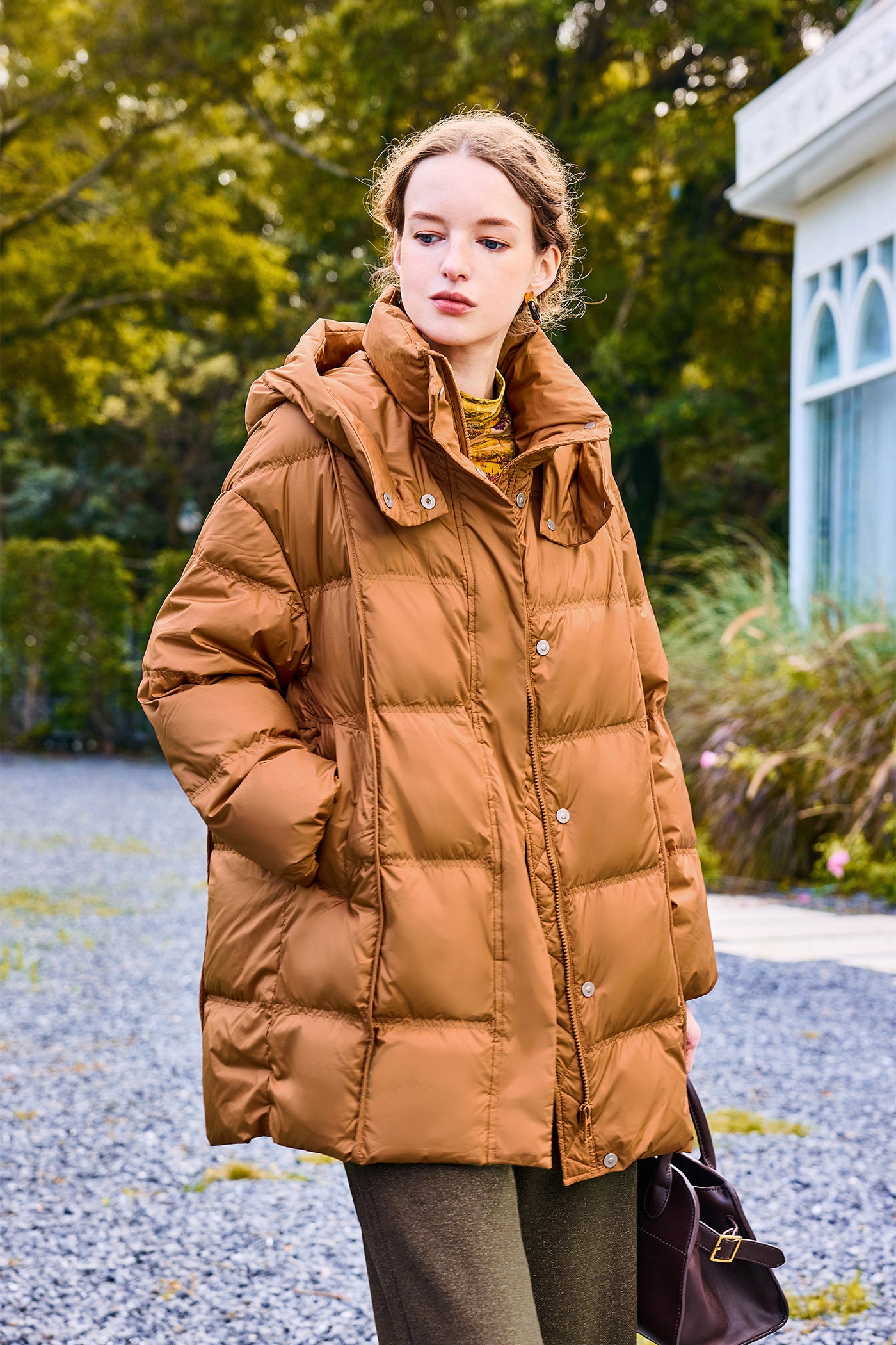 KAMILAN Women's 2025 Winter Hooded Down Jacket – Fashionable Warm White Duck Down Puffer Coat