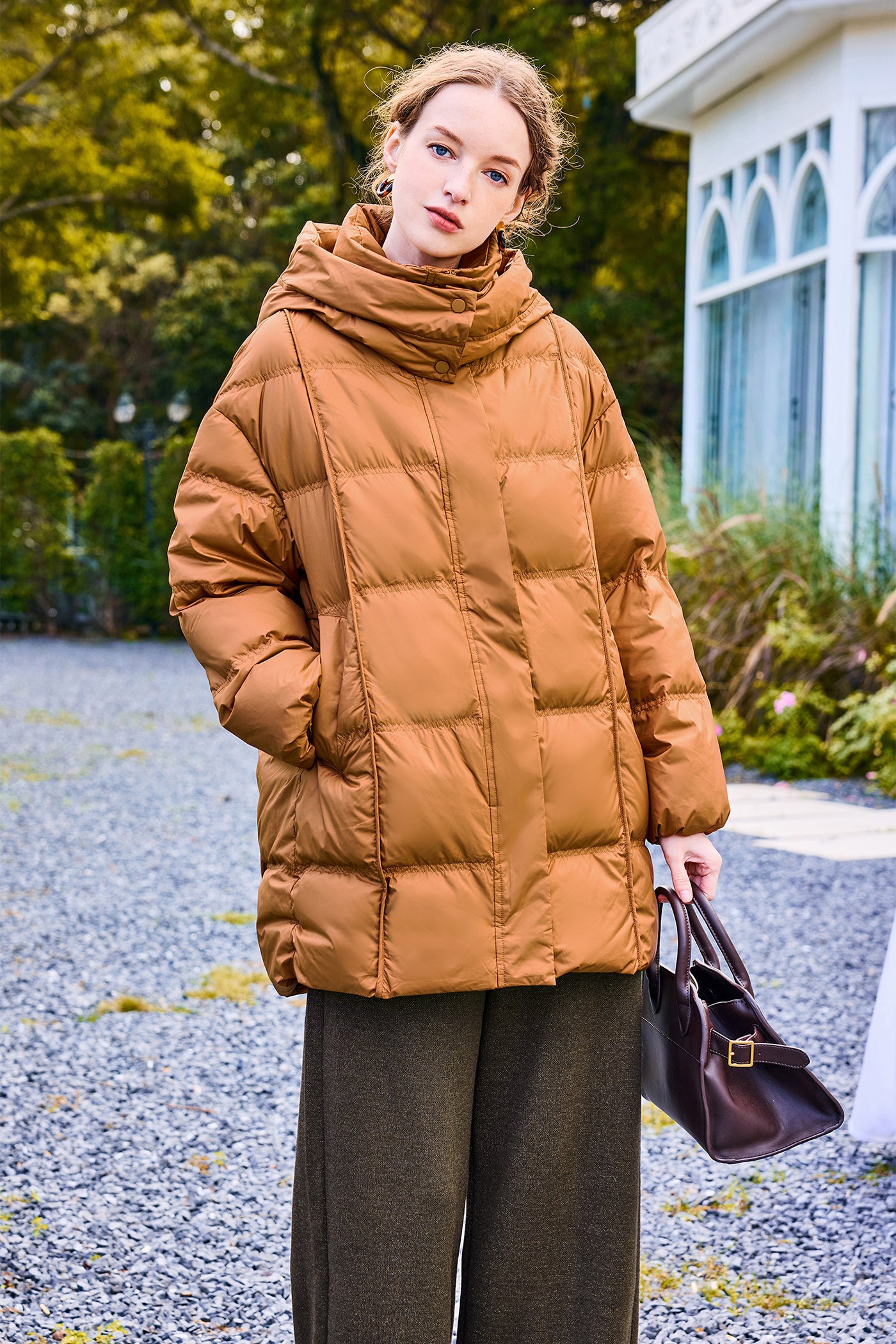 KAMILAN Women's 2025 Winter Hooded Down Jacket – Fashionable Warm White Duck Down Puffer Coat