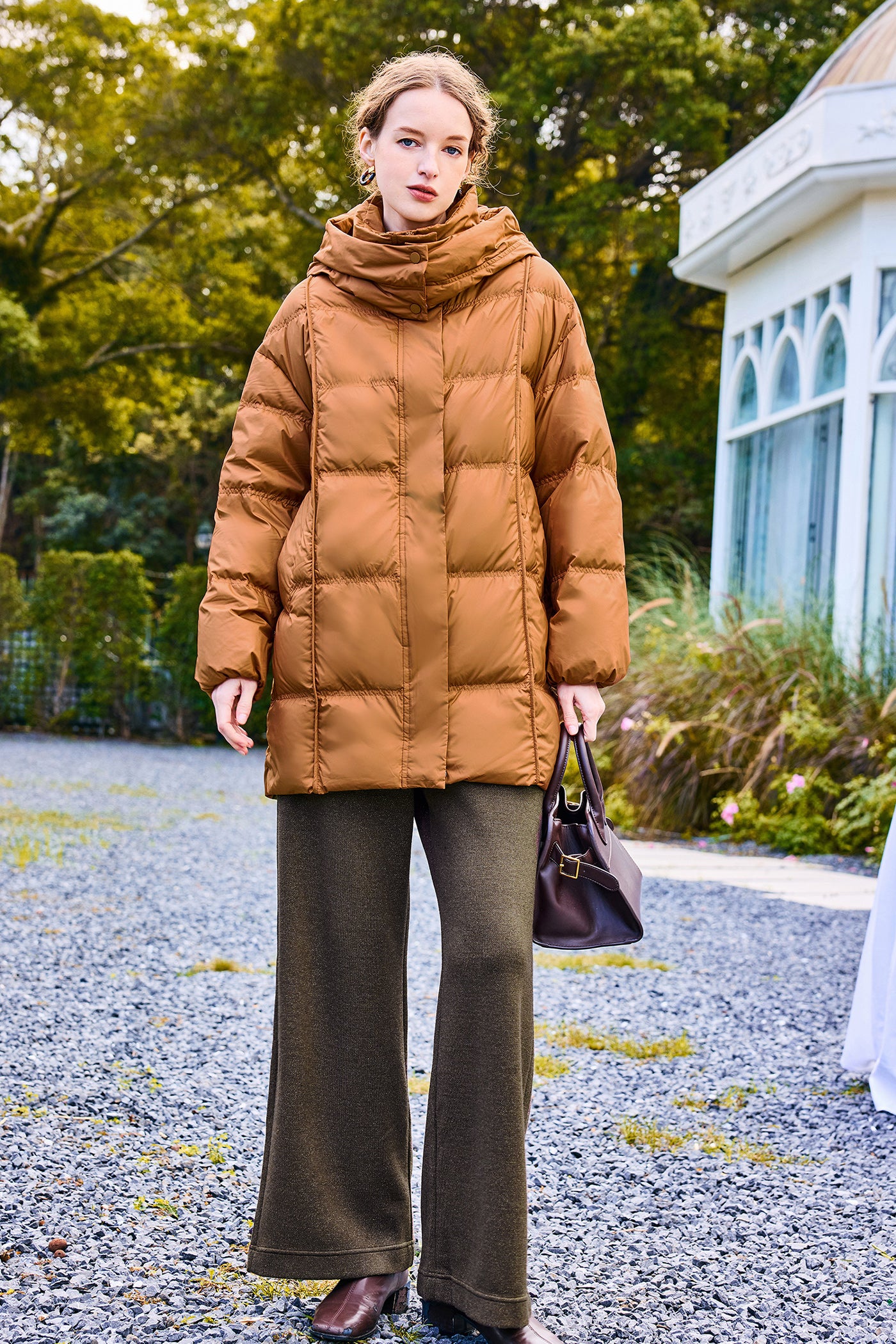 KAMILAN Women's 2025 Winter Hooded Down Jacket – Fashionable Warm White Duck Down Puffer Coat