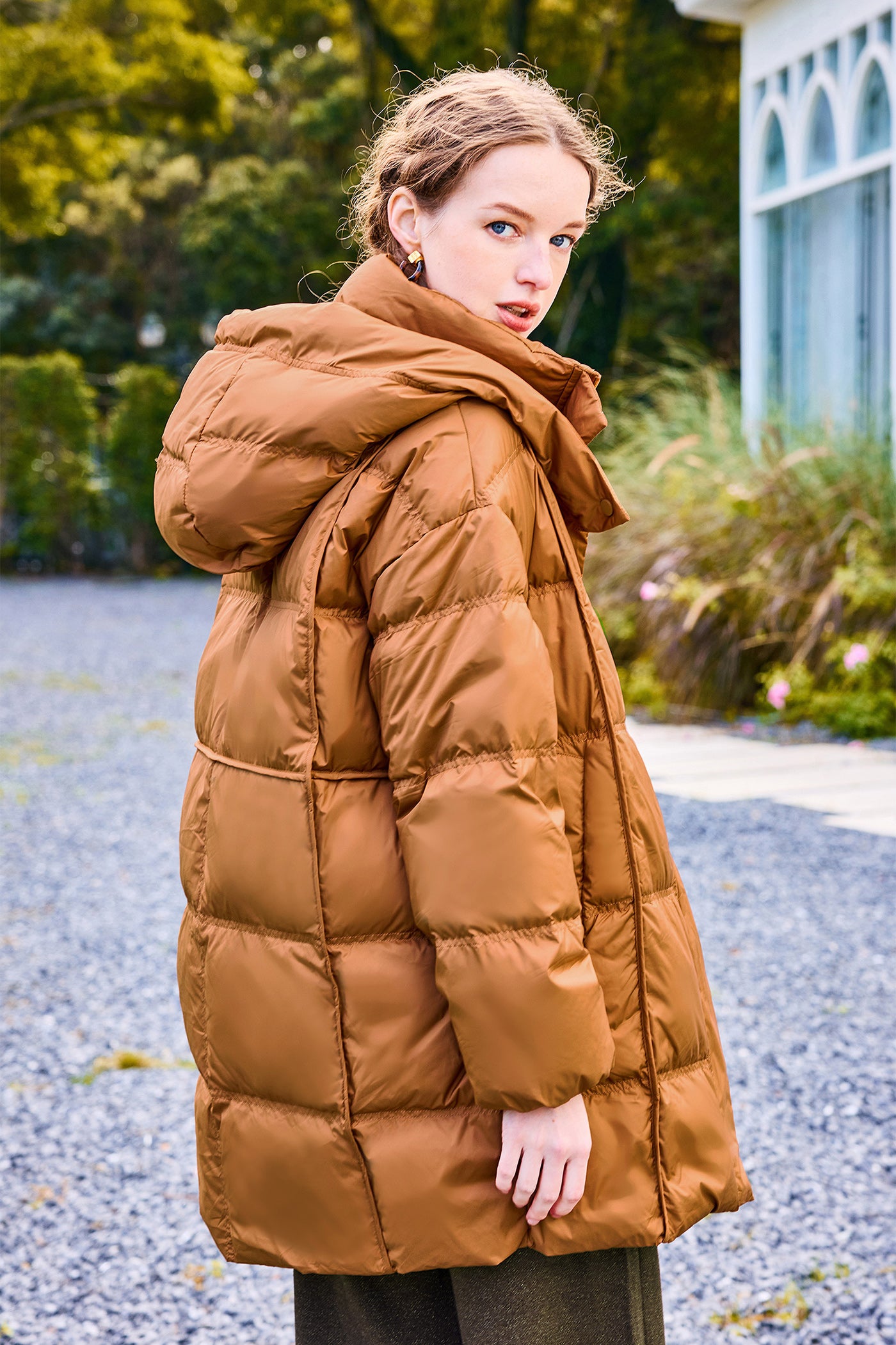 KAMILAN Women's 2025 Winter Hooded Down Jacket – Fashionable Warm White Duck Down Puffer Coat