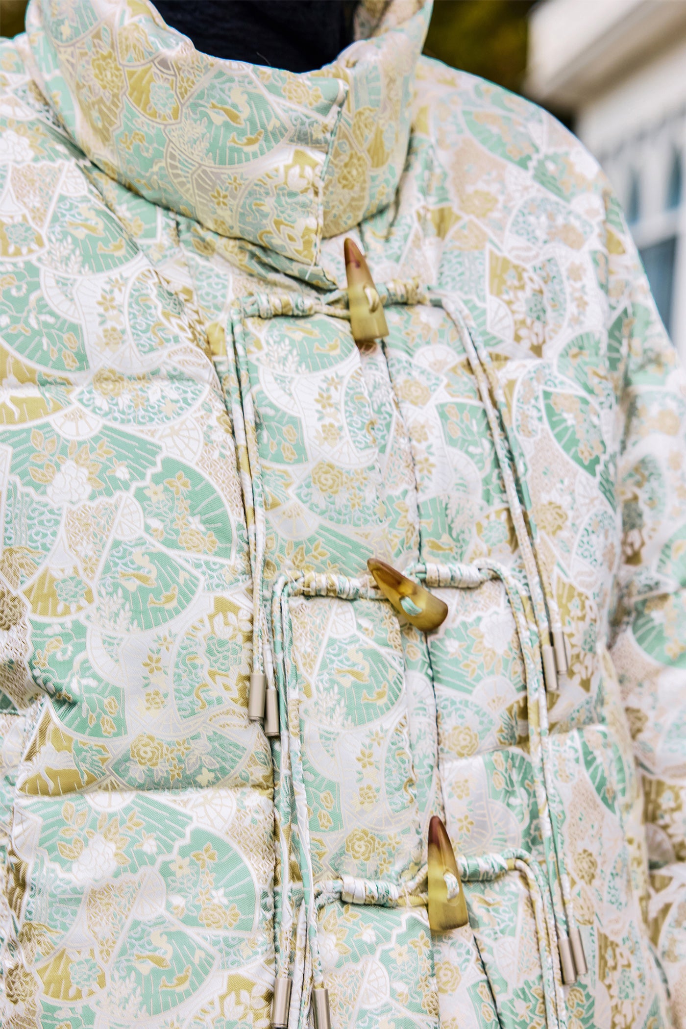 KAMILAN Button-Down Print High-Collar Puffer Coat for Women 2025 Winter