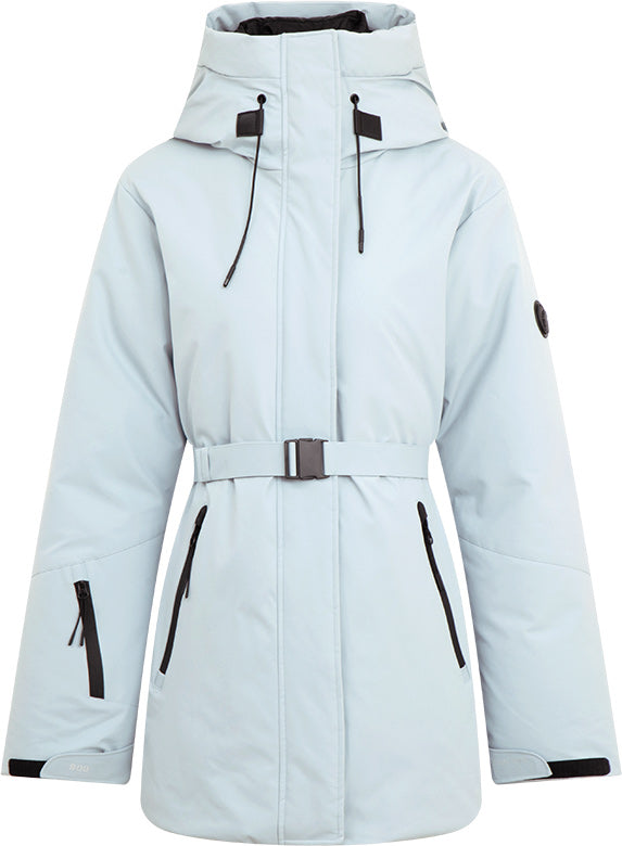 KAMILAN Women's Sporty Down Jacket – 2025 Winter New Hooded White Goose Down Coat with Waist Cinch