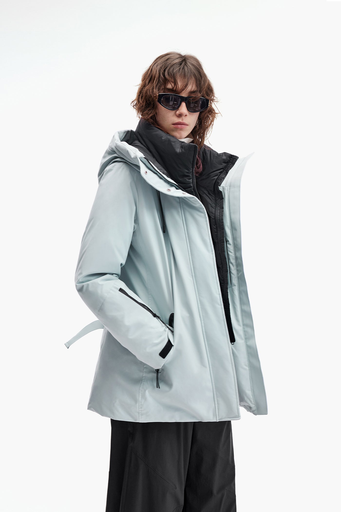 KAMILAN Women's Sporty Down Jacket – 2025 Winter New Hooded White Goose Down Coat with Waist Cinch
