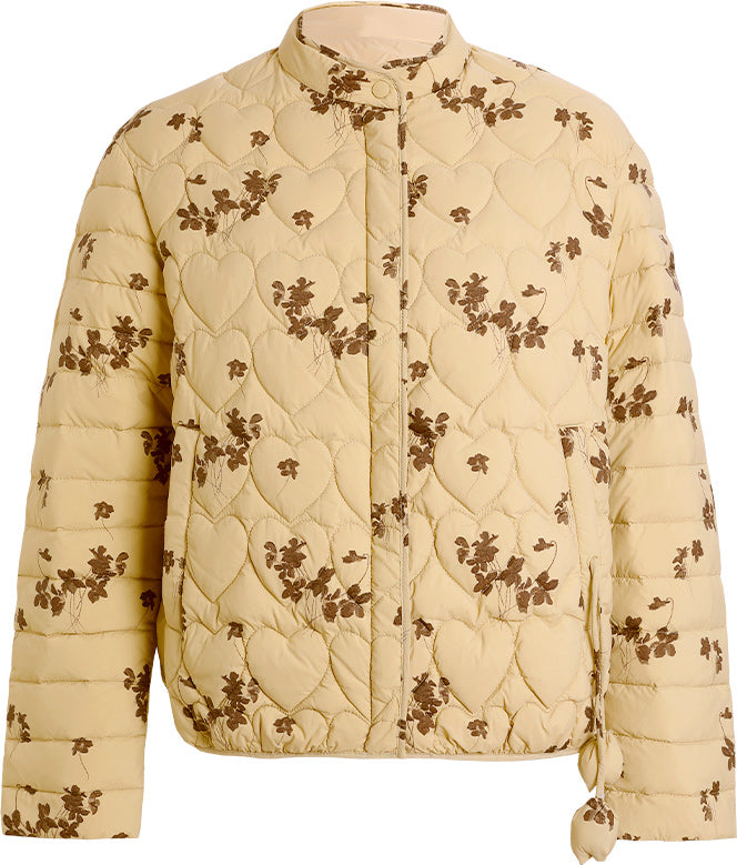 KAMILAN Women's Short Printed Down Jacket – 2025 Autumn Winter New Elegant White Duck Down Warm Coat