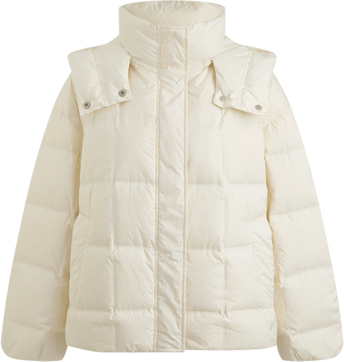 KAMILAN White Duck Down Hooded Down Jacket Women's 25 Winter Outfit