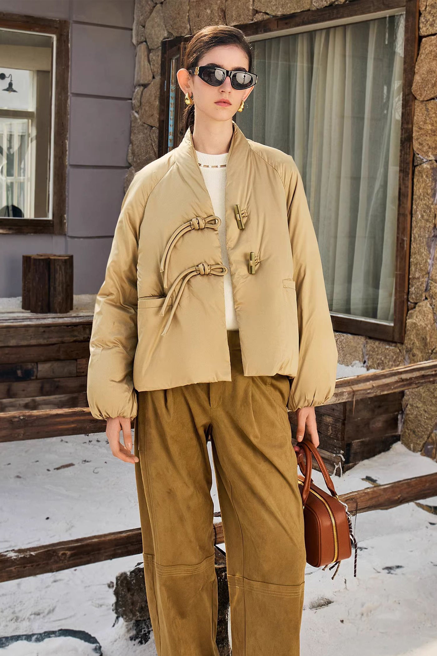 KAMILAN Women's White Goose Down Coat – 2025 Winter New Arrival