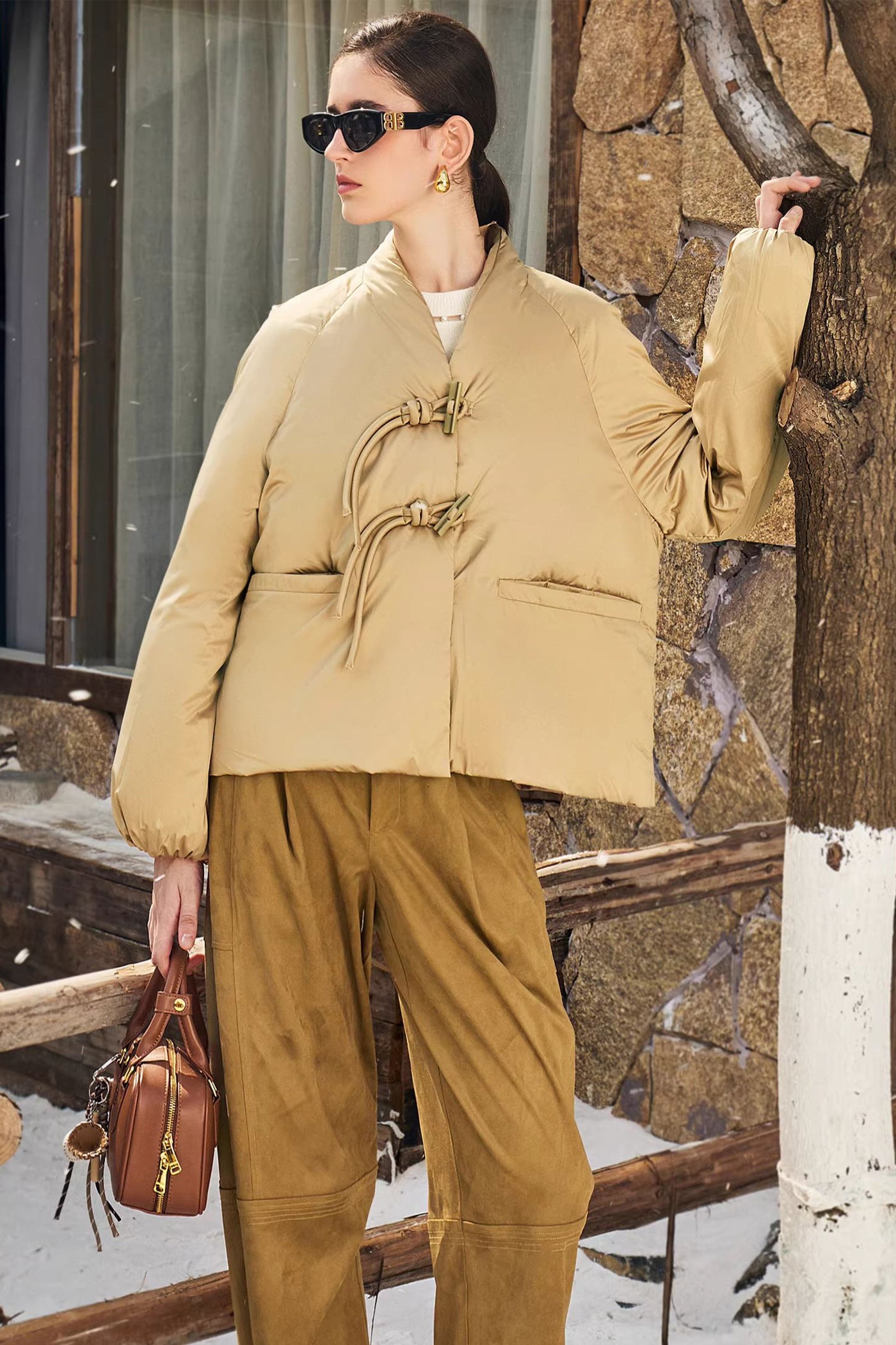 KAMILAN Women's White Goose Down Coat – 2025 Winter New Arrival