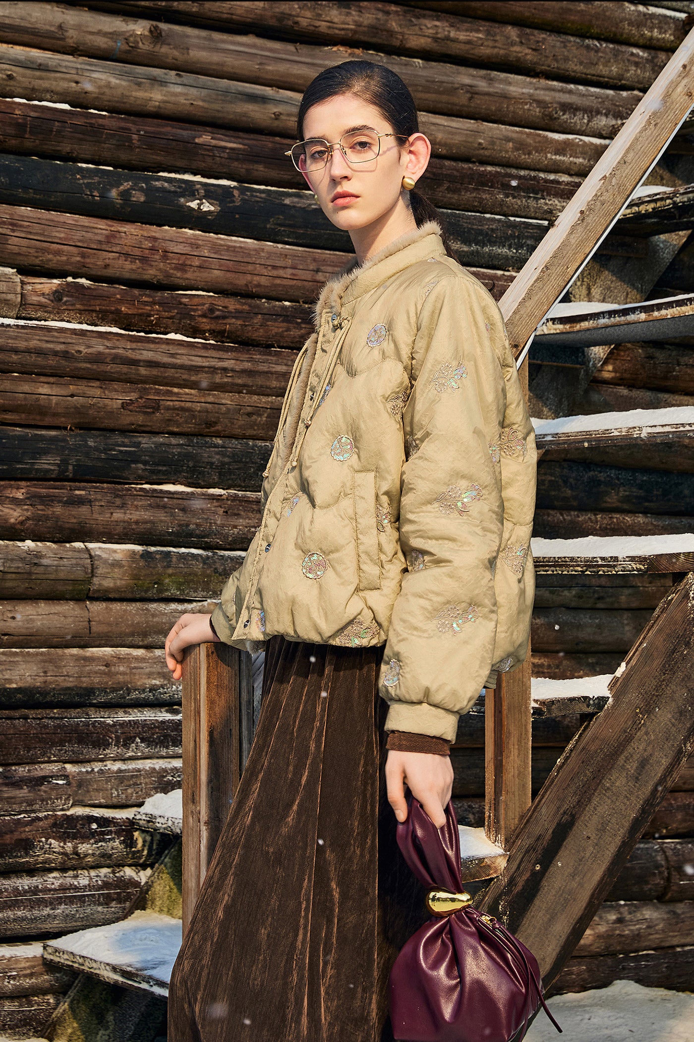 KAMILAN New Chinese Embroidered Down Jacket for Women in Winter