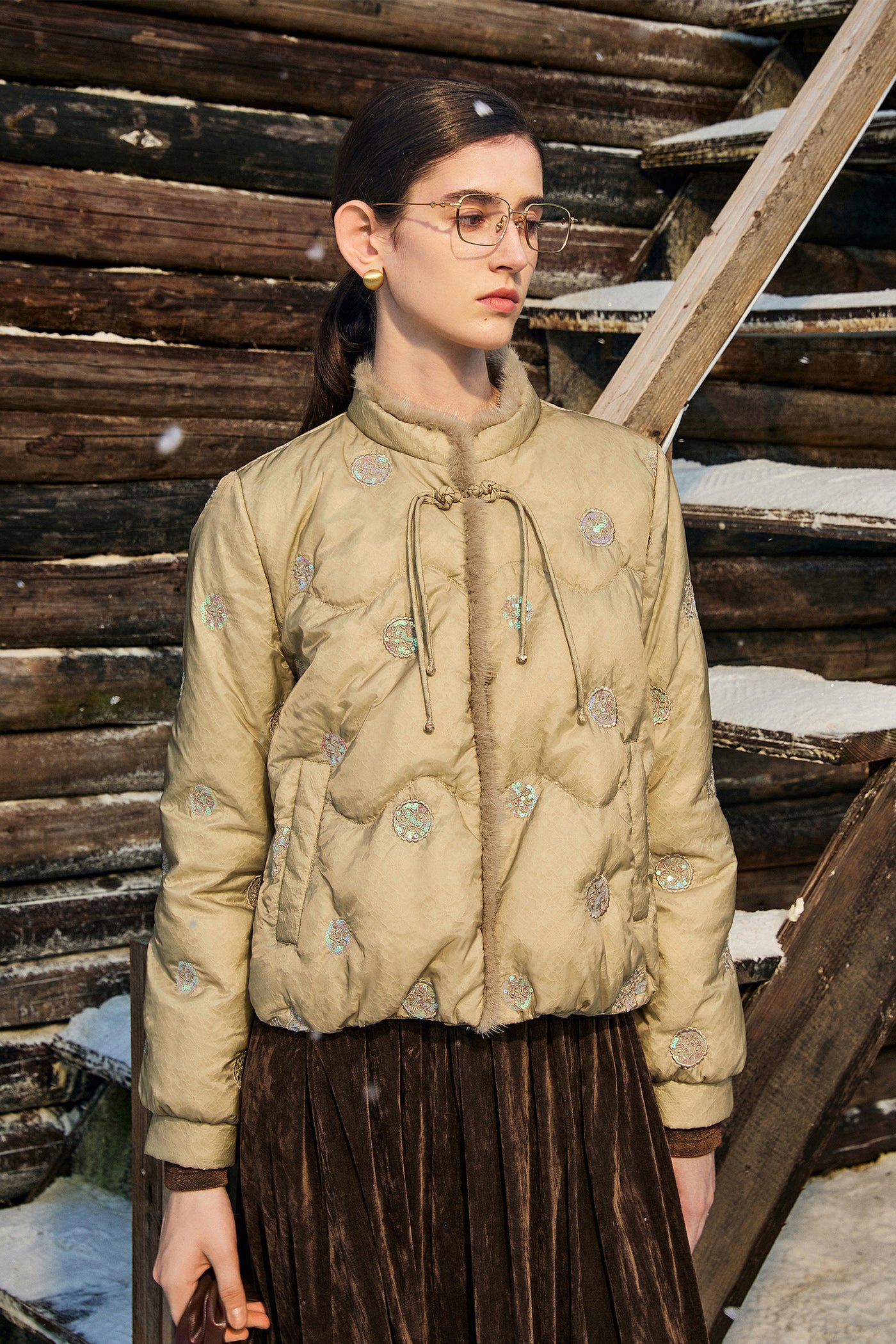 KAMILAN New Chinese Embroidered Down Jacket for Women in Winter