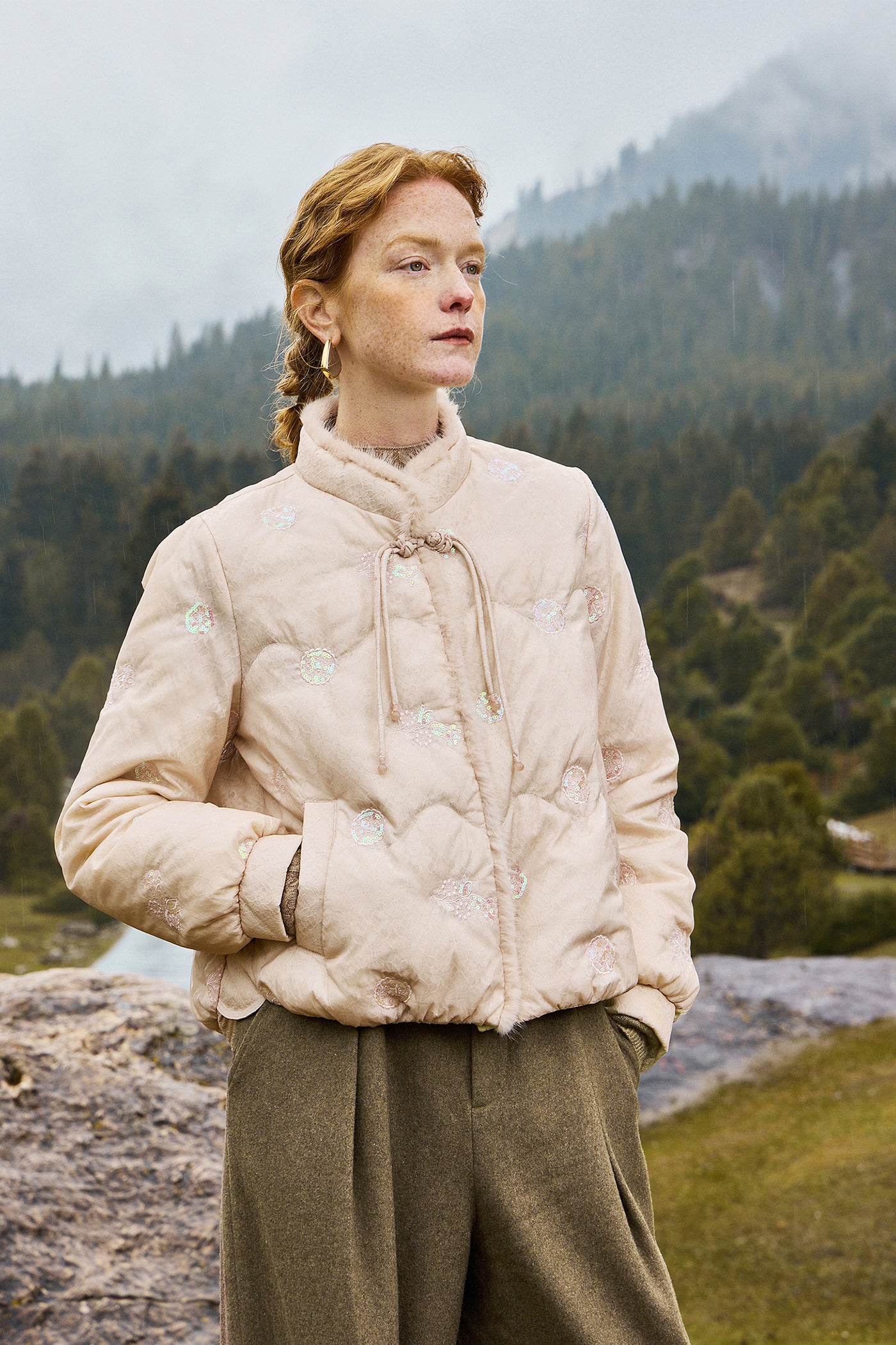 KAMILAN New Chinese Embroidered Down Jacket for Women in Winter