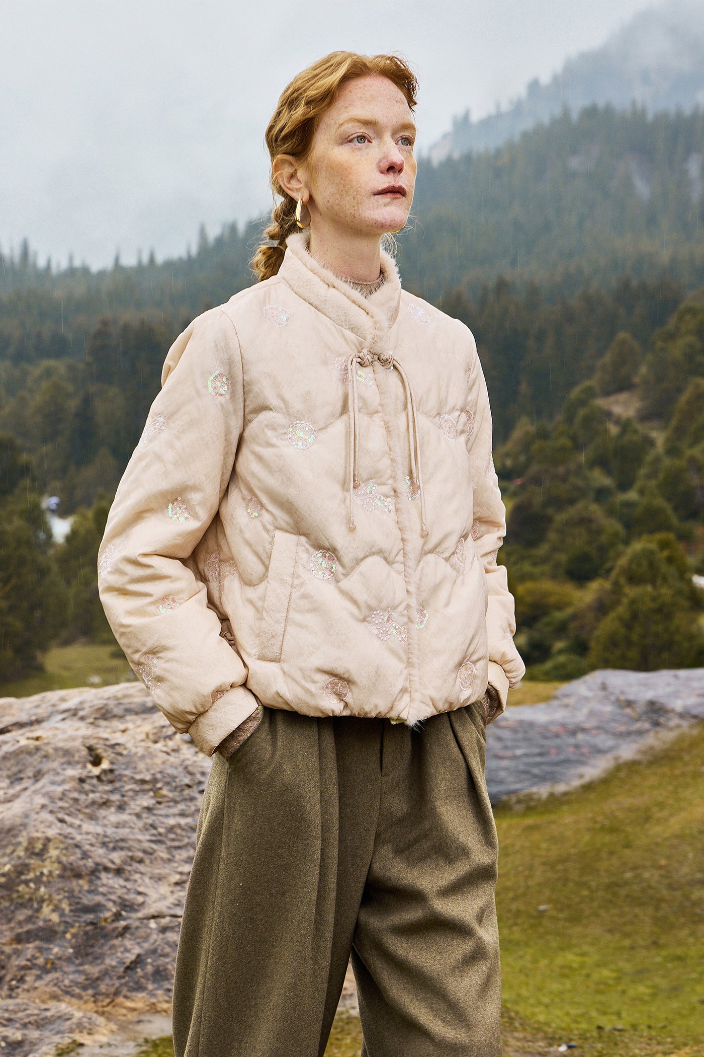 KAMILAN New Chinese Embroidered Down Jacket for Women in Winter