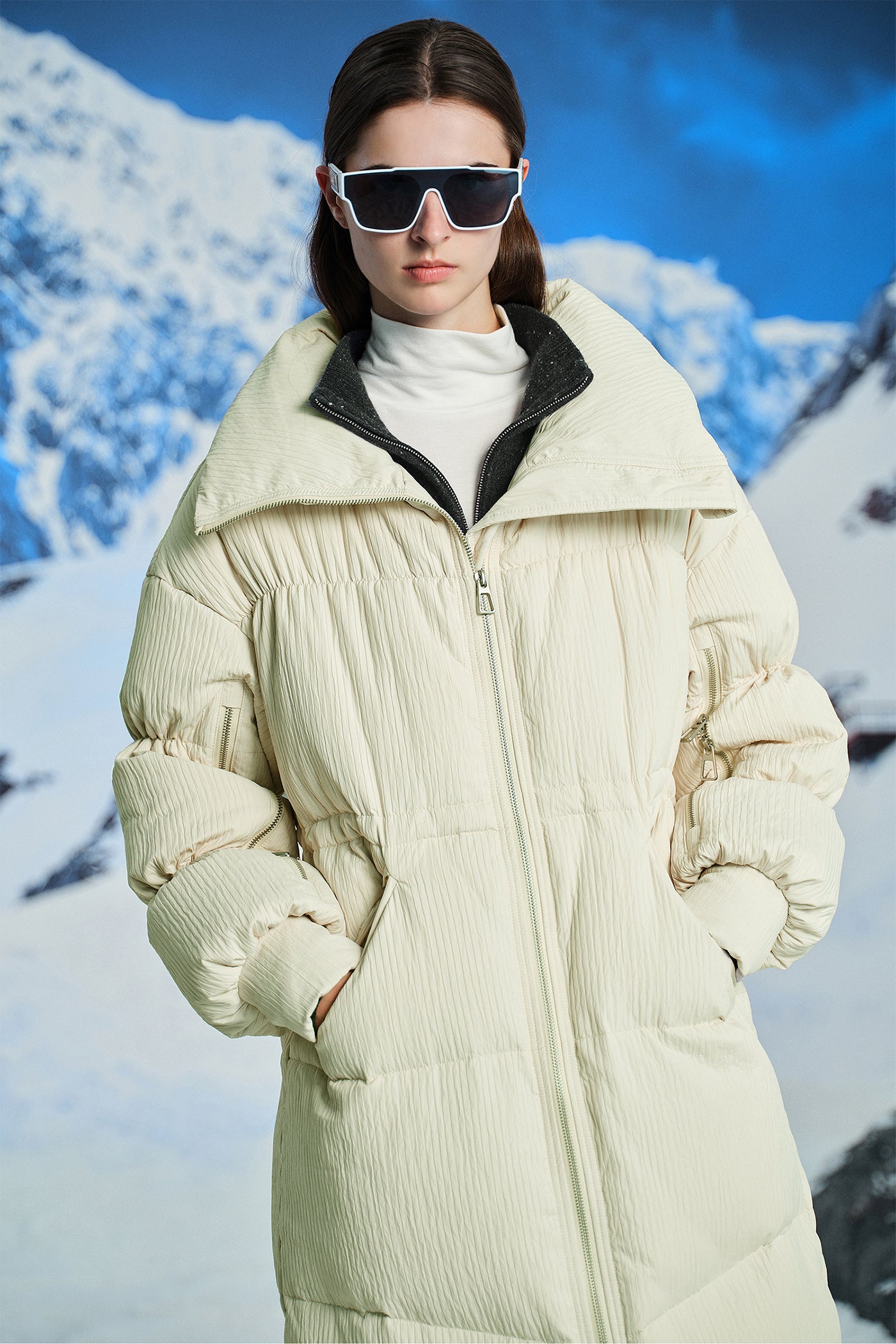 KAMILAN Women's White Goose Down Coat – 2025 Winter New Mid-Length Warm Hooded Puffer Jacket