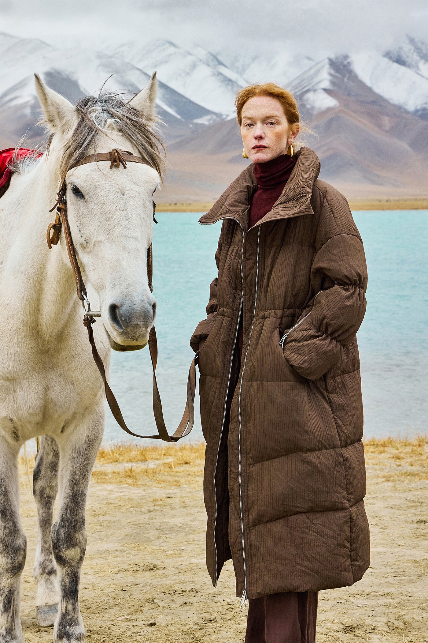KAMILAN Women's White Goose Down Coat – 2025 Winter New Mid-Length Warm Hooded Puffer Jacket
