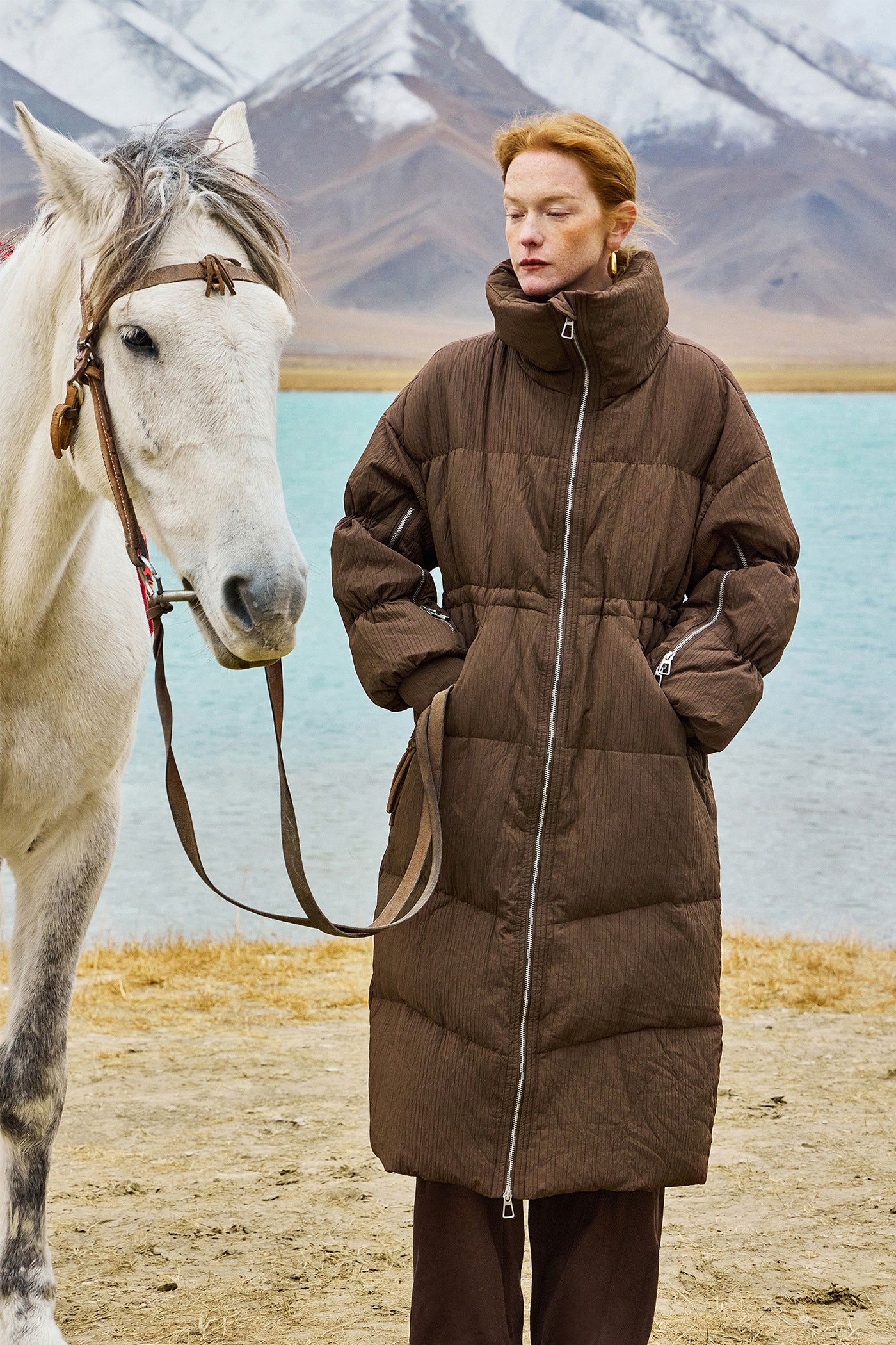 KAMILAN Women's White Goose Down Coat – 2025 Winter New Mid-Length Warm Hooded Puffer Jacket