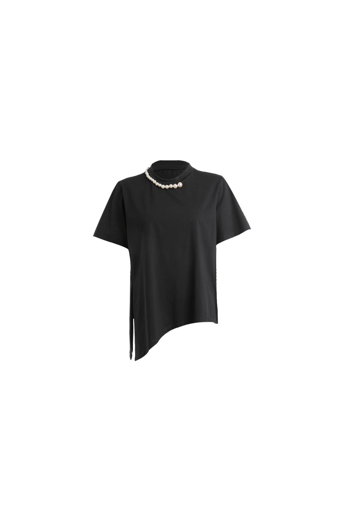 KAMILAN European & American Style Pearl-Embellished T-Shirt