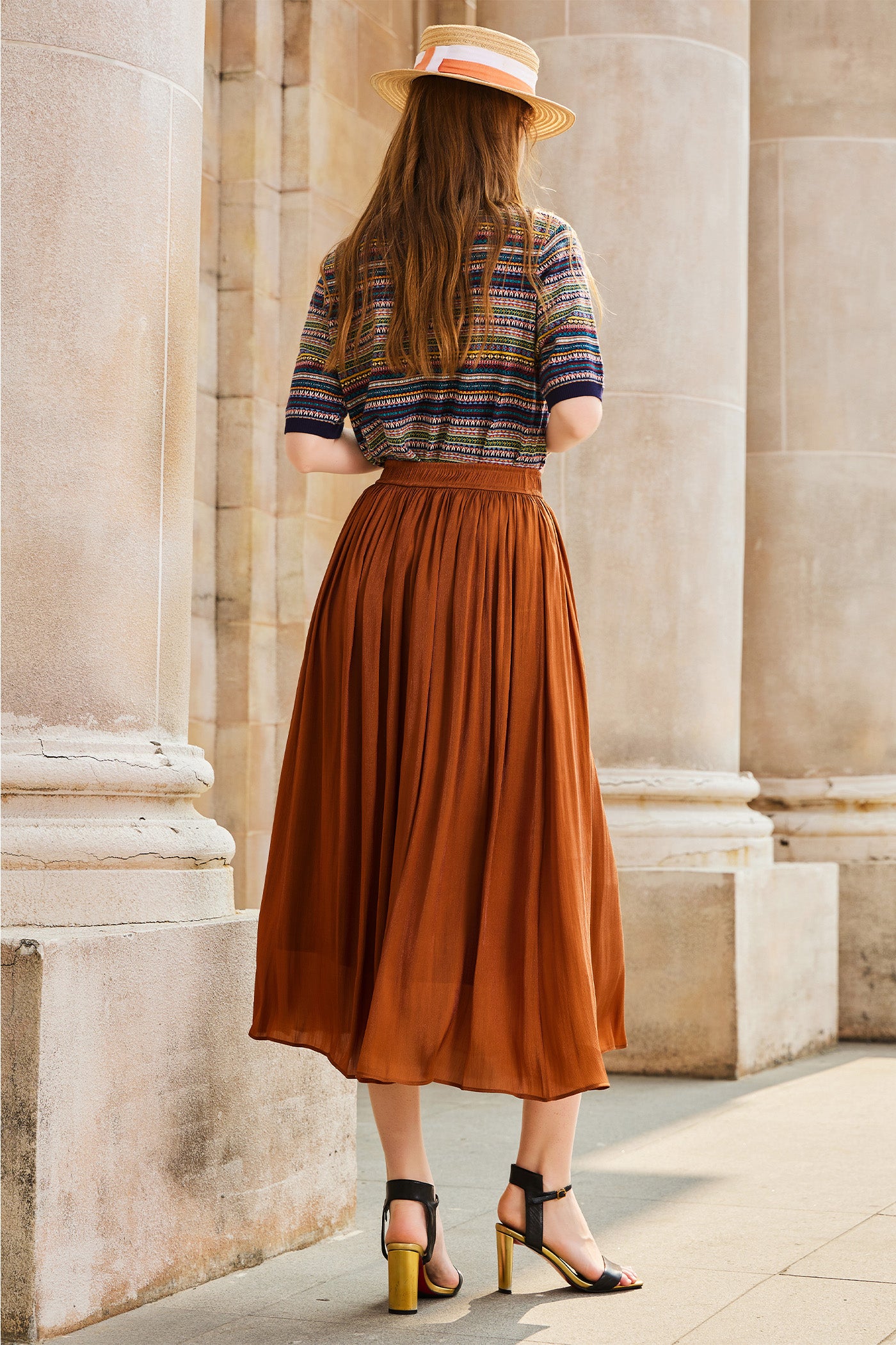 KAMILAN European and American Style Printed Knit Sweater