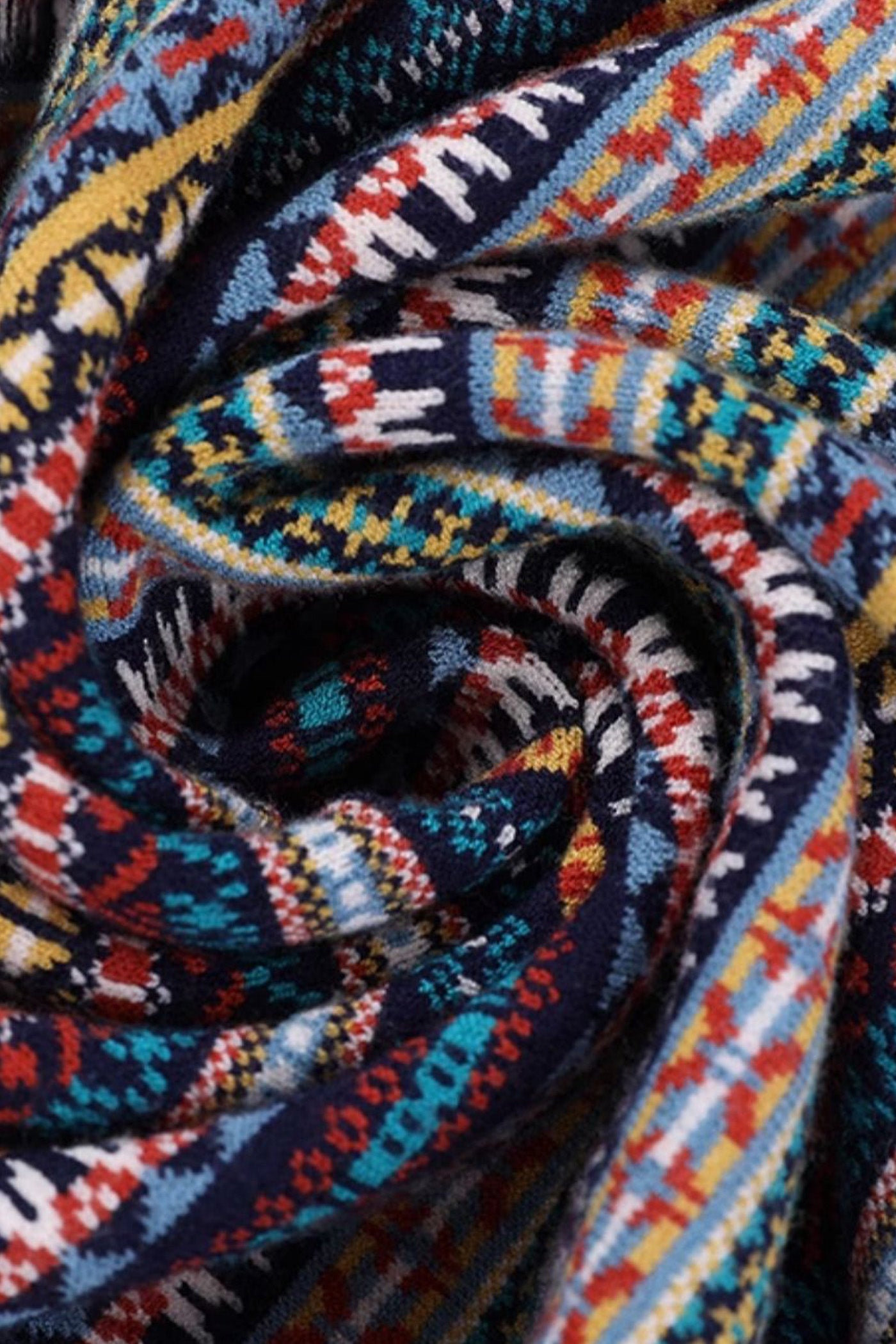 KAMILAN European and American Style Printed Knit Sweater