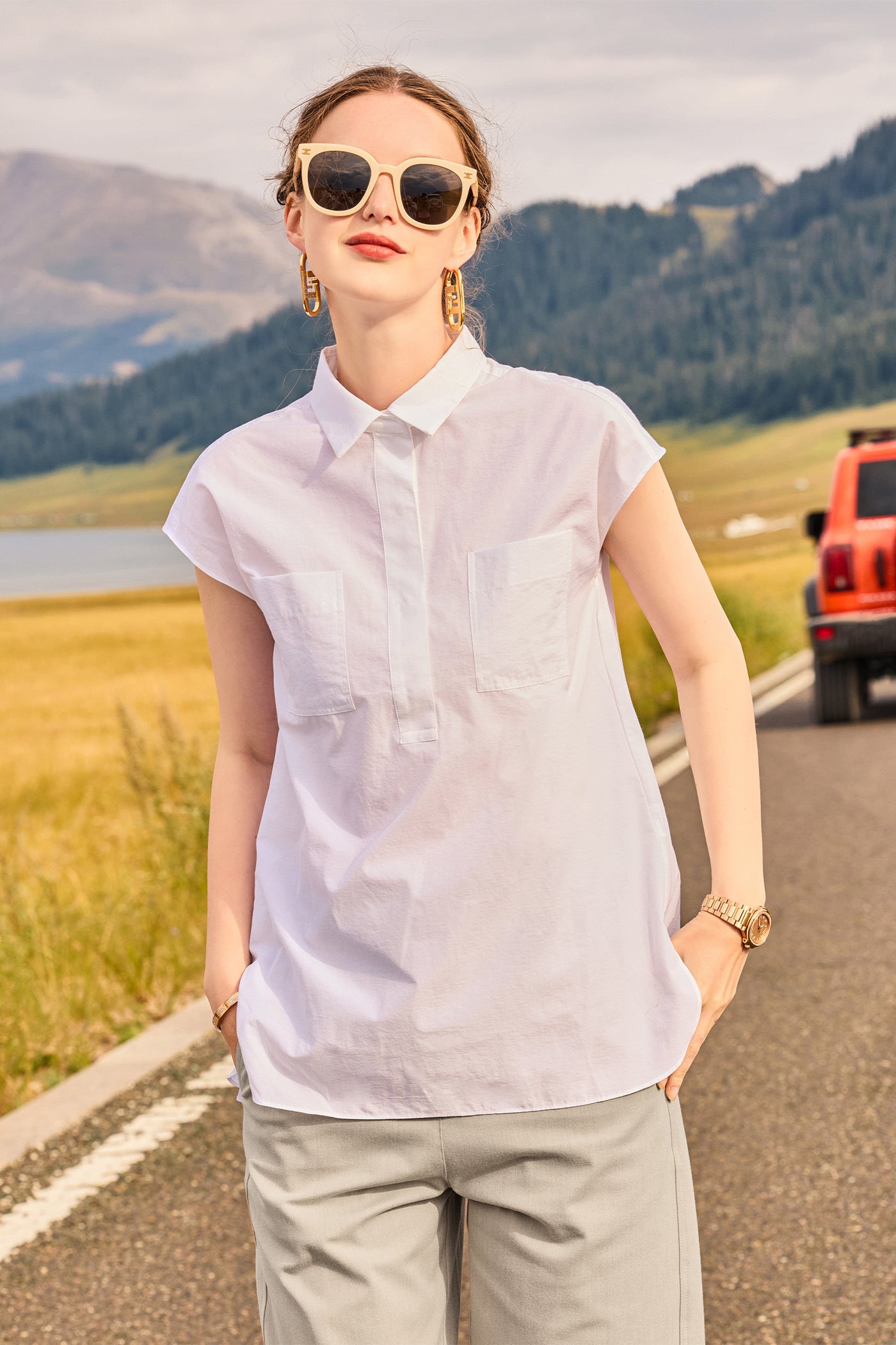 KAMILAN Designer Vintage-Inspired Short-Sleeve Shirt