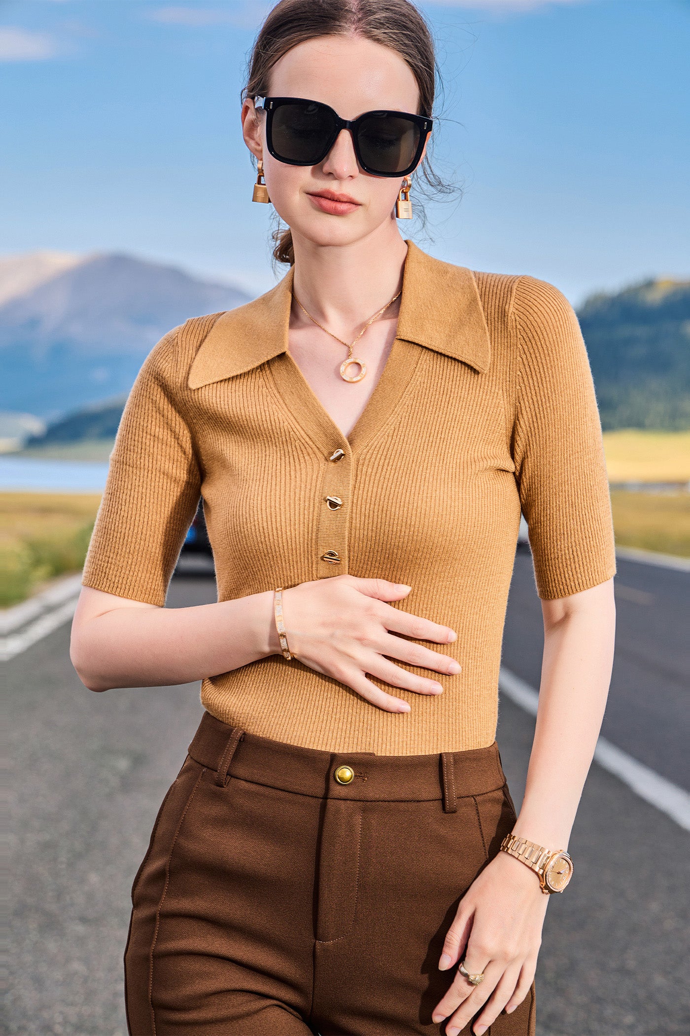 KAMILAN Slim-Fit Cropped Knit Sweater