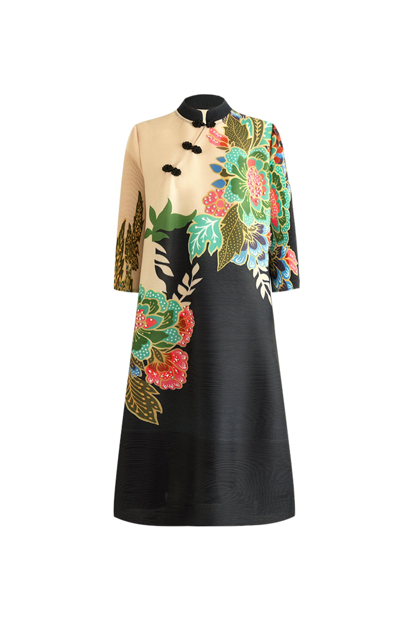 KAMILAN Vacation-Inspired Floral Printed Qipao Dress