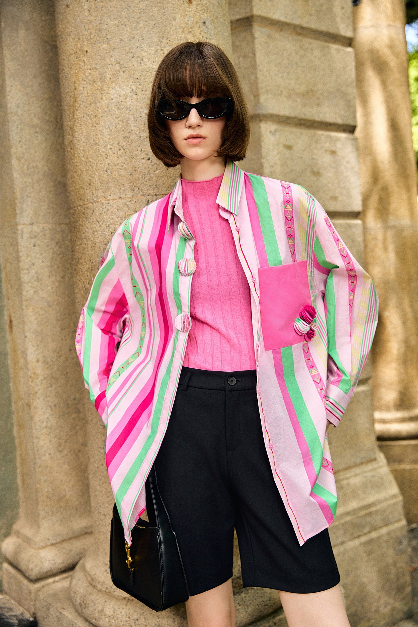 Kamilan Fashion Printed Color Stripe T-shirt