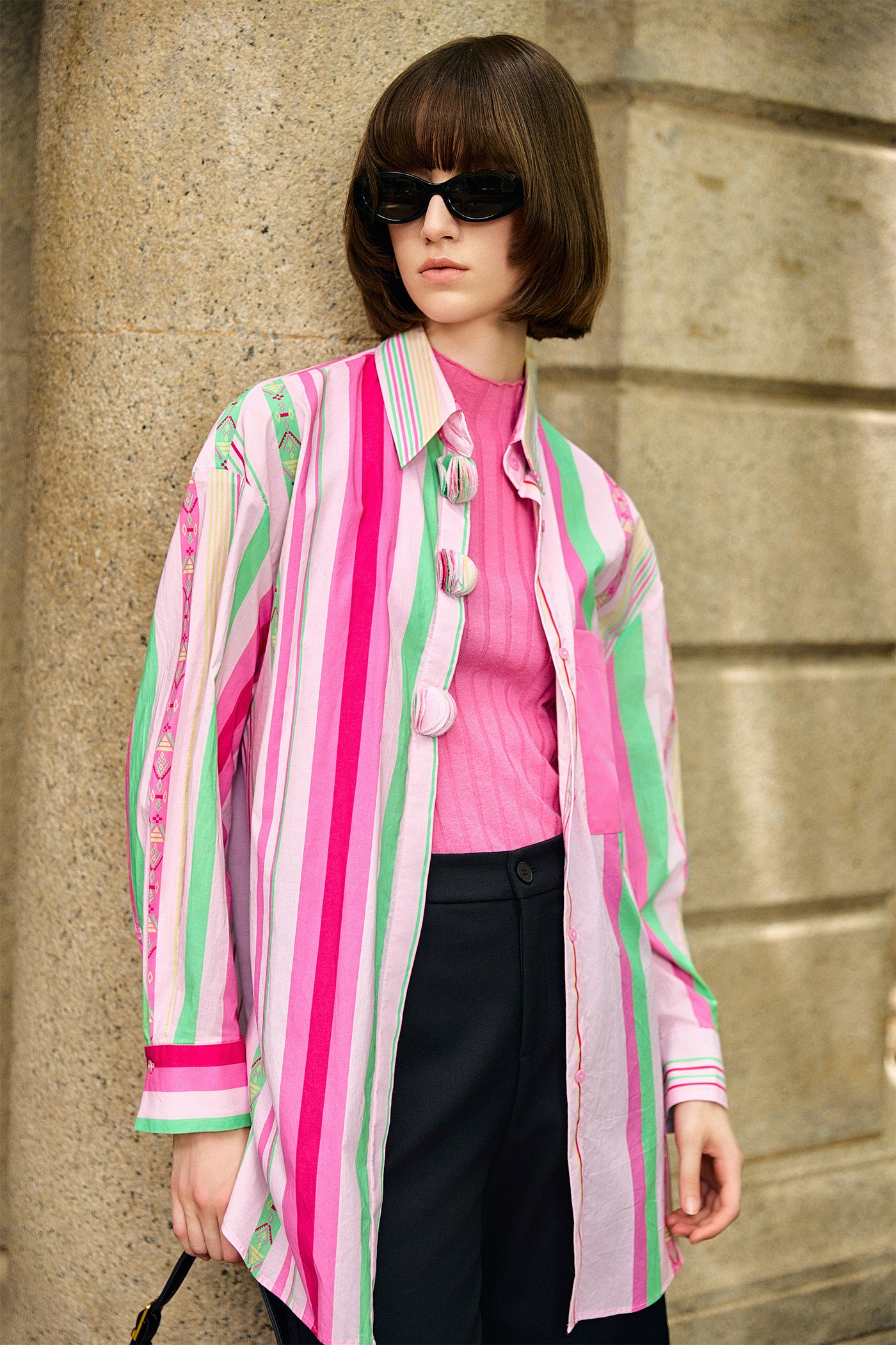 Kamilan Fashion Printed Color Stripe T-shirt